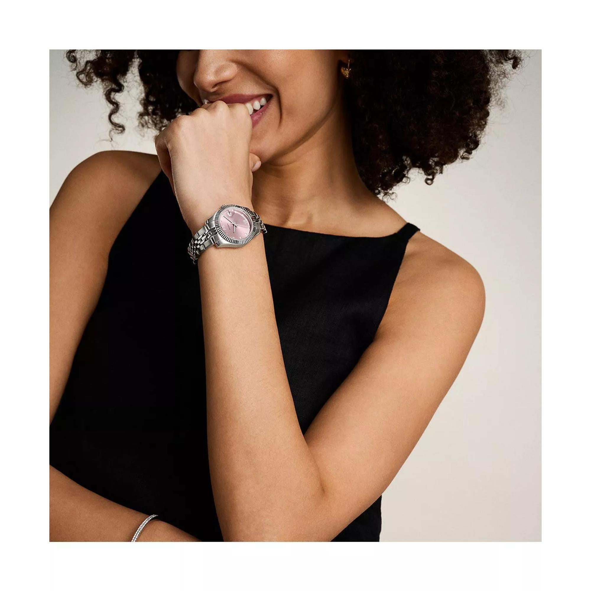 Fossil Scarlette 33mm Rosa Zifferblatt Stahl Damen Quarz Uhr ES5403