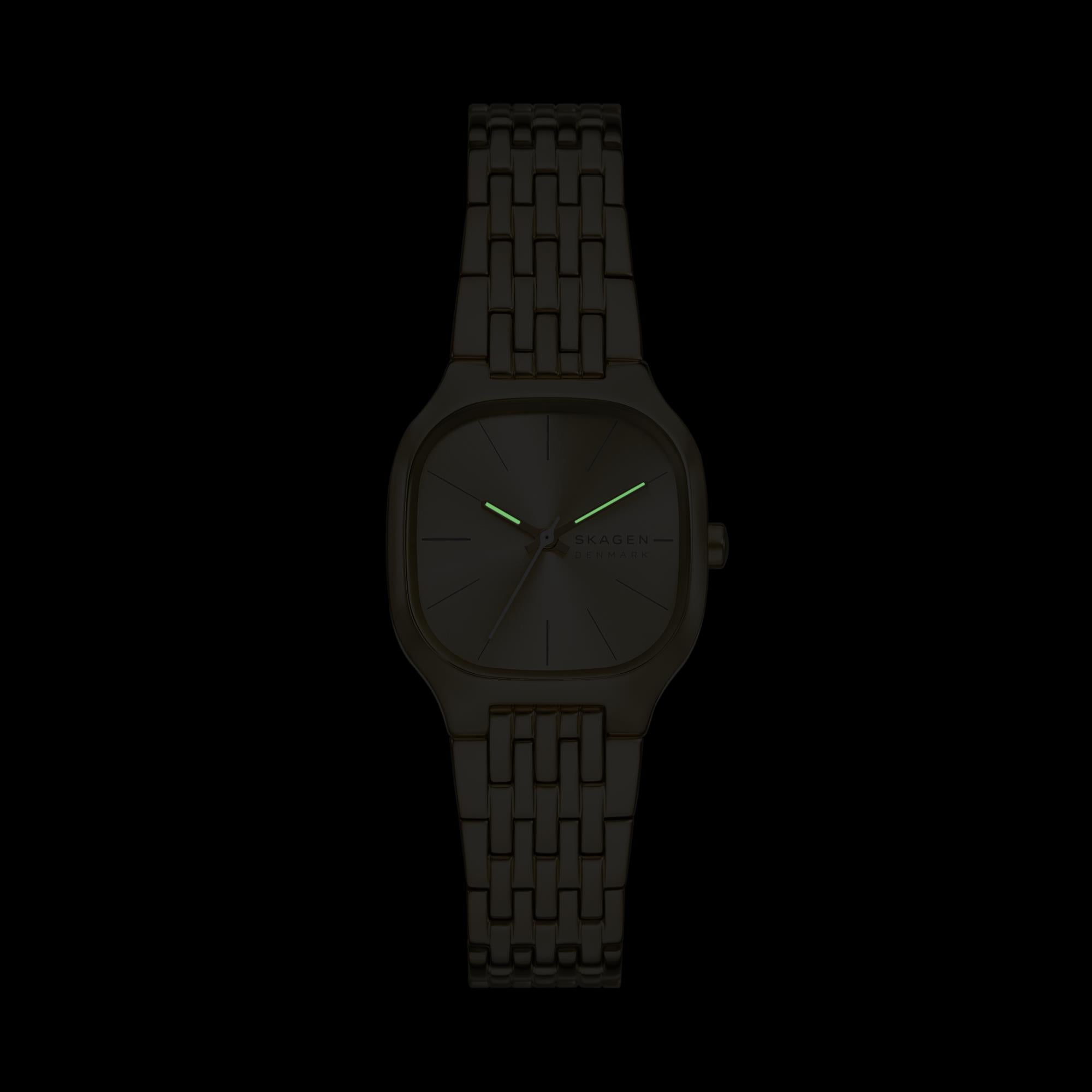 Skagen Mellem Lille Uhr mit goldenem Zifferblatt und Edelstahlarmband für Damen SKW3162
