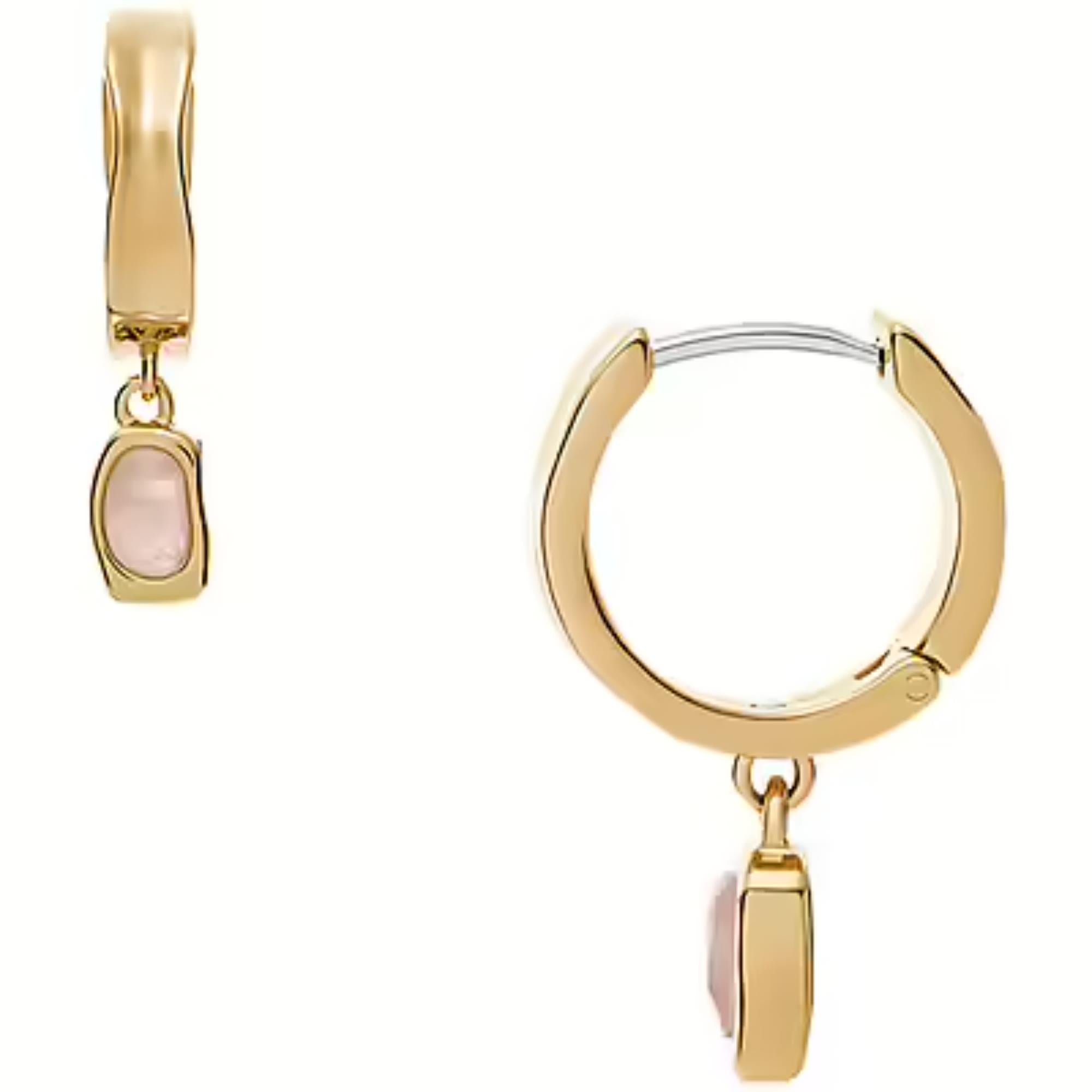 Skagen Anja Rosenquarz Gold-Tone Edelstahl Creolen Damen Ohrringe SKJ1864710