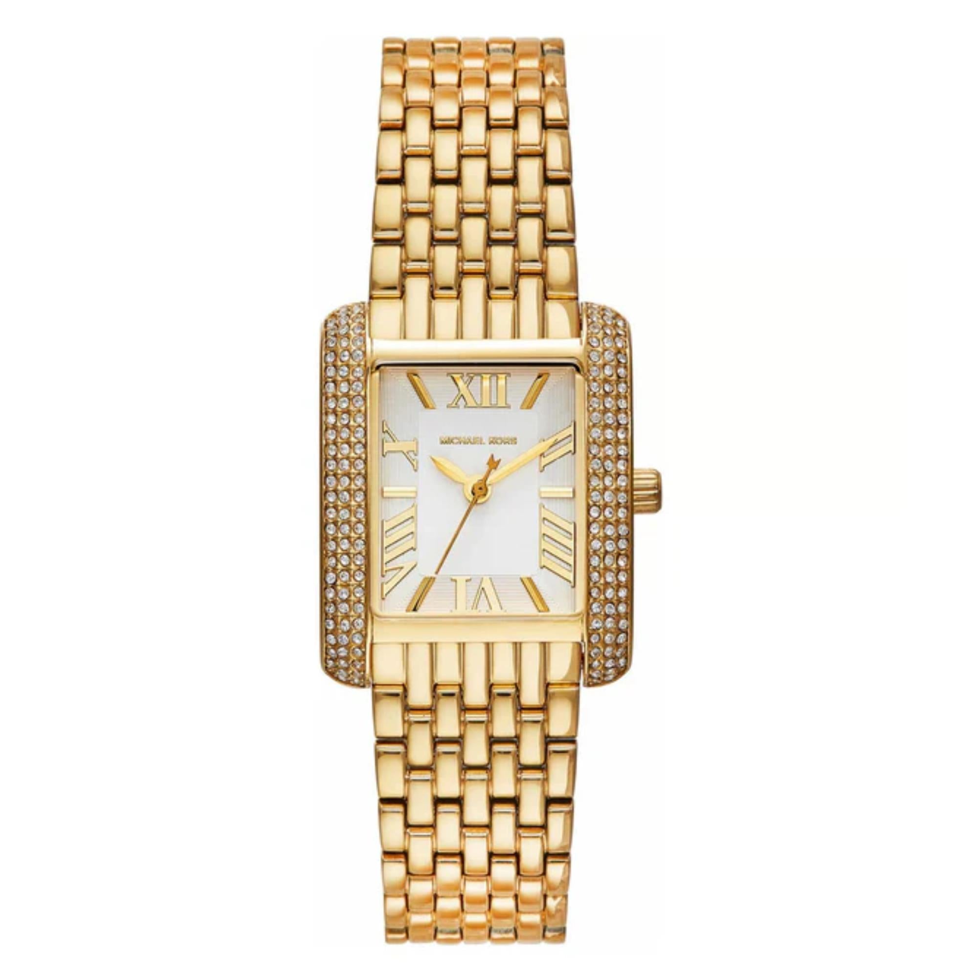 Michael Kors Emery Weiß Zifferblatt Gold-Tone Edelstahl Armband Damen Uhr MK4826