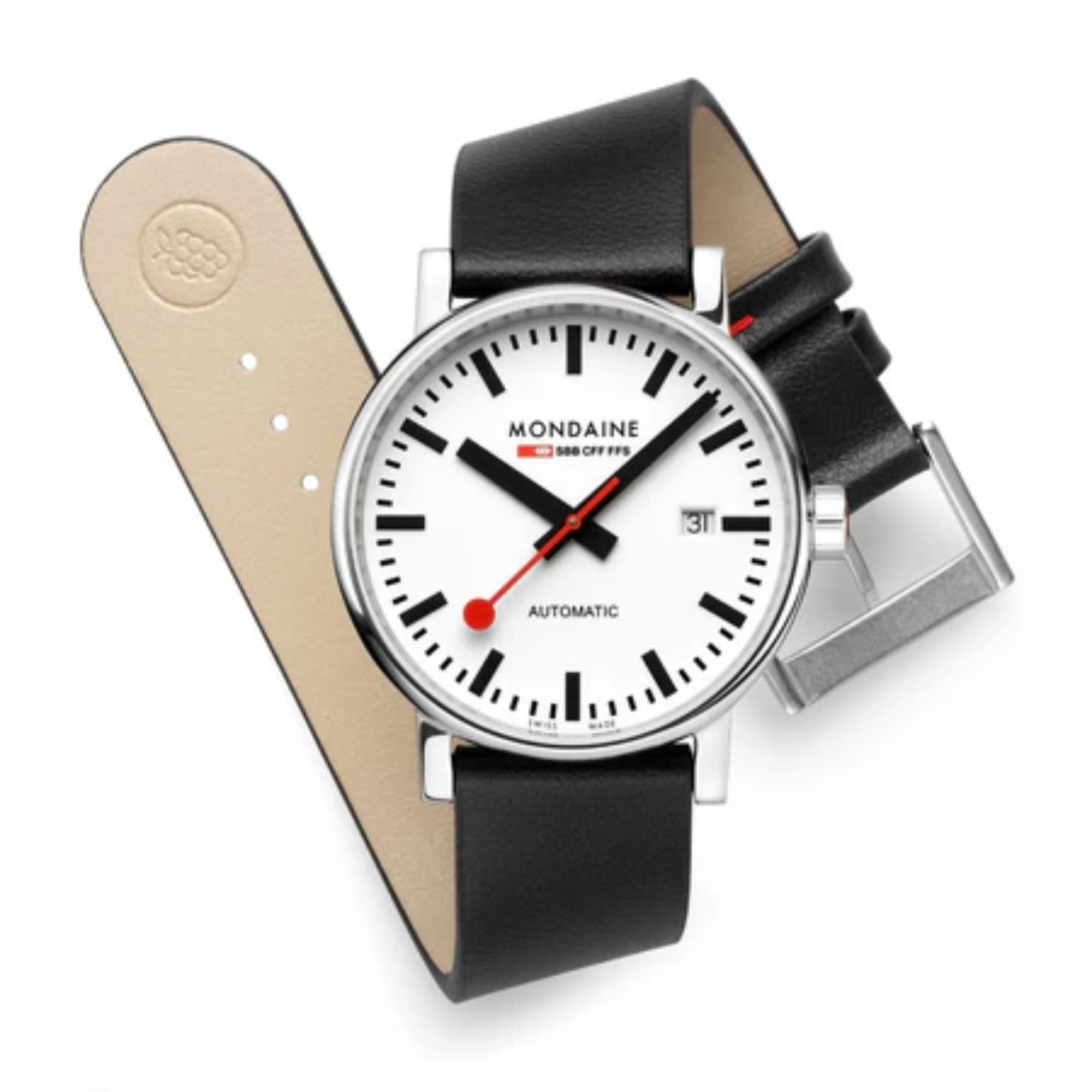 Mondaine Evo2 40mm White Dial Leather Mens Automatic Watch MSE.40610.LBV