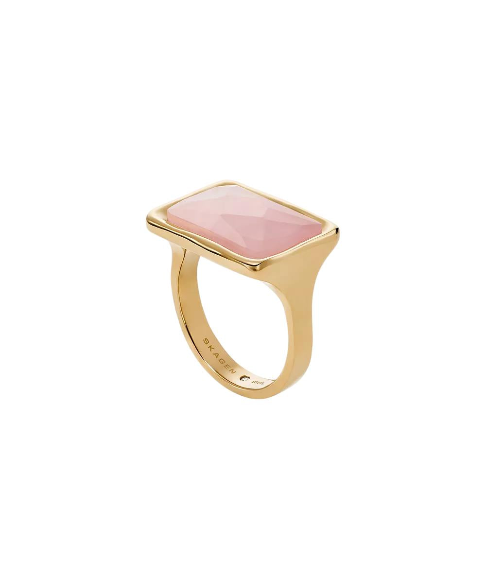 Skagen Anja Rose Quartz Gold-Tone Stainless Steel Cocktail Ladies Ring SKJ1863710-6.5