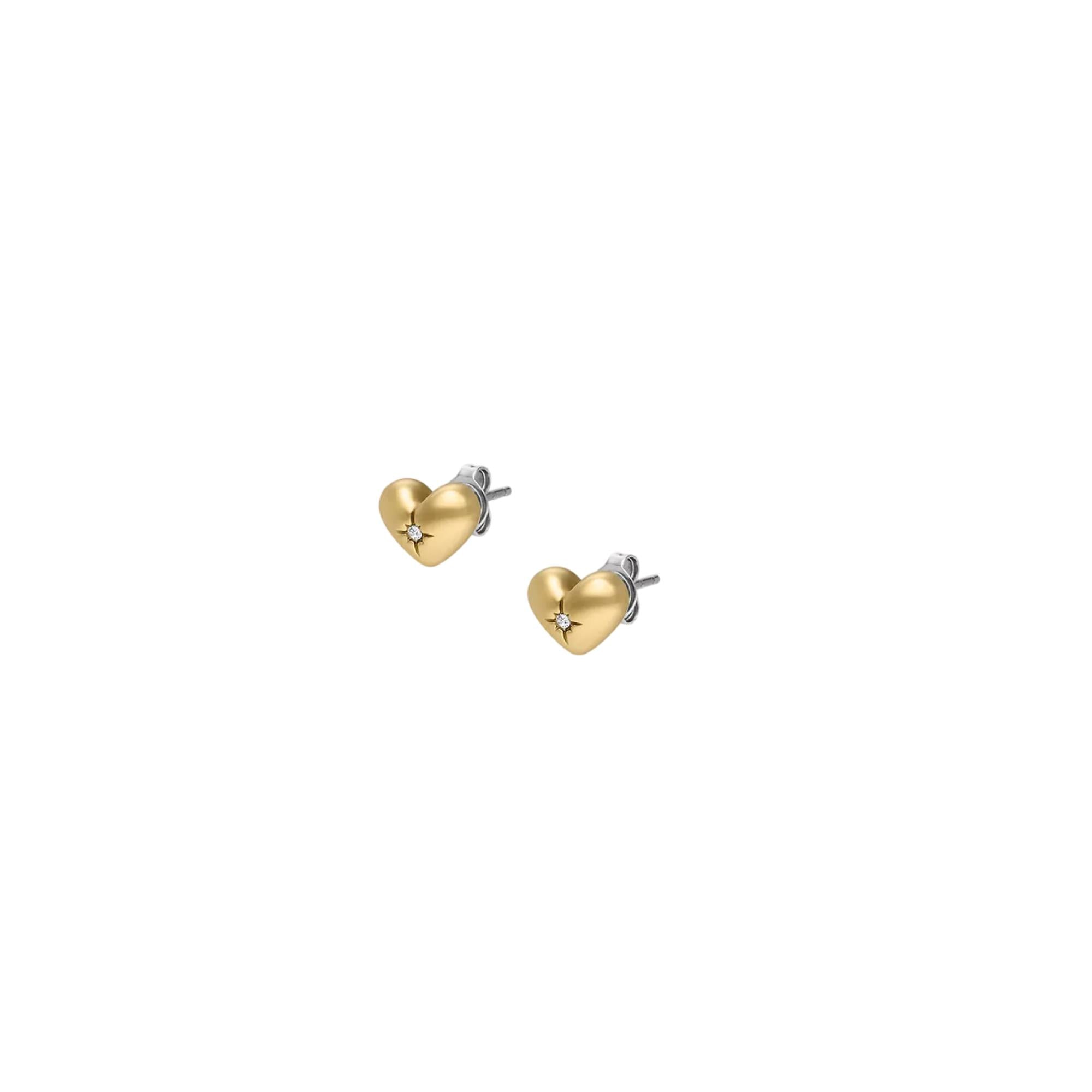 Fossil Sadie All My Love Gold-Ton Edelstahl Herz Ohrstecker Damen JF04832710