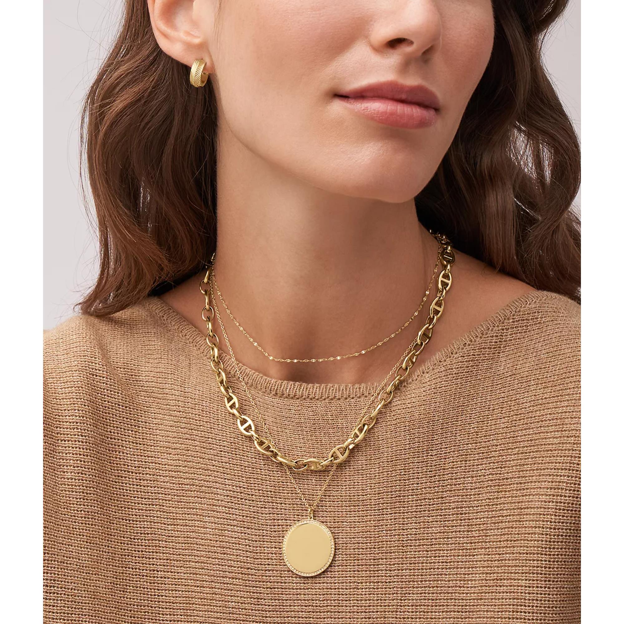 Fossil Harlow Lineare Textur Huggie Hoop Damen Ohrringe JF04116710