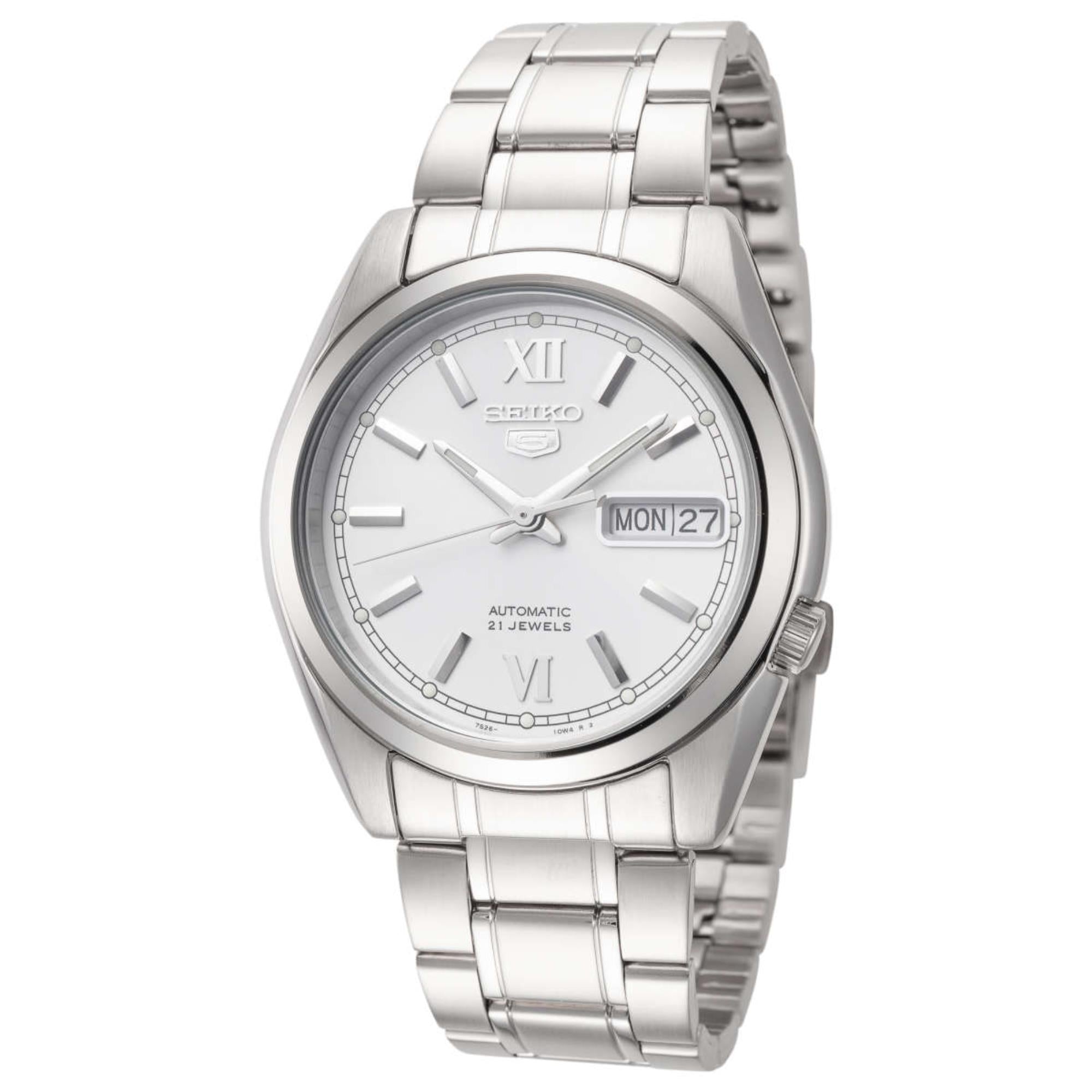 Seiko 5 Automatic Silver Dial Stainless Steel Strap Men's Watch SNKL51K1 - WatchNation