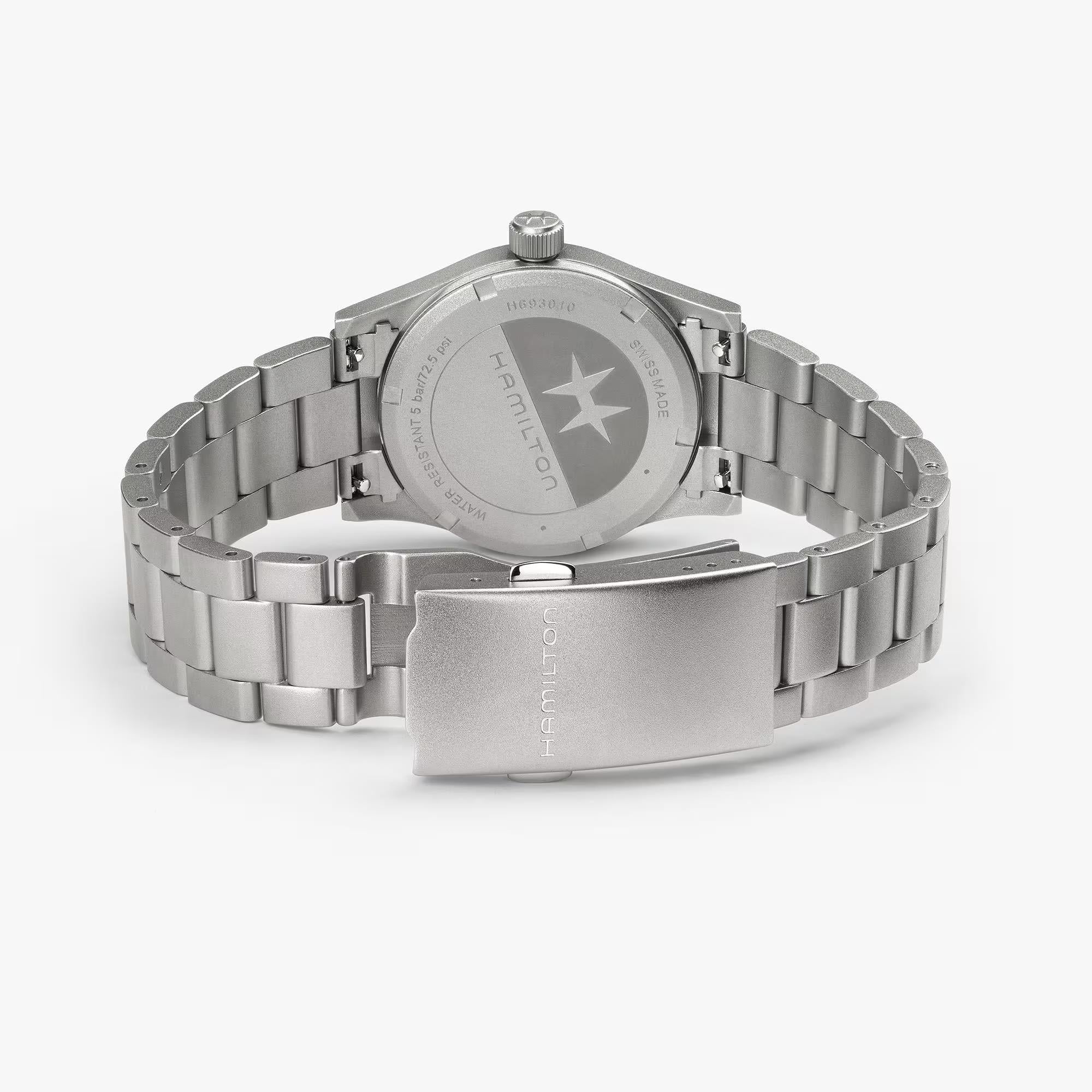 Hamilton Khaki Field H69301131 stainless steel bracelet and folding clasp detail