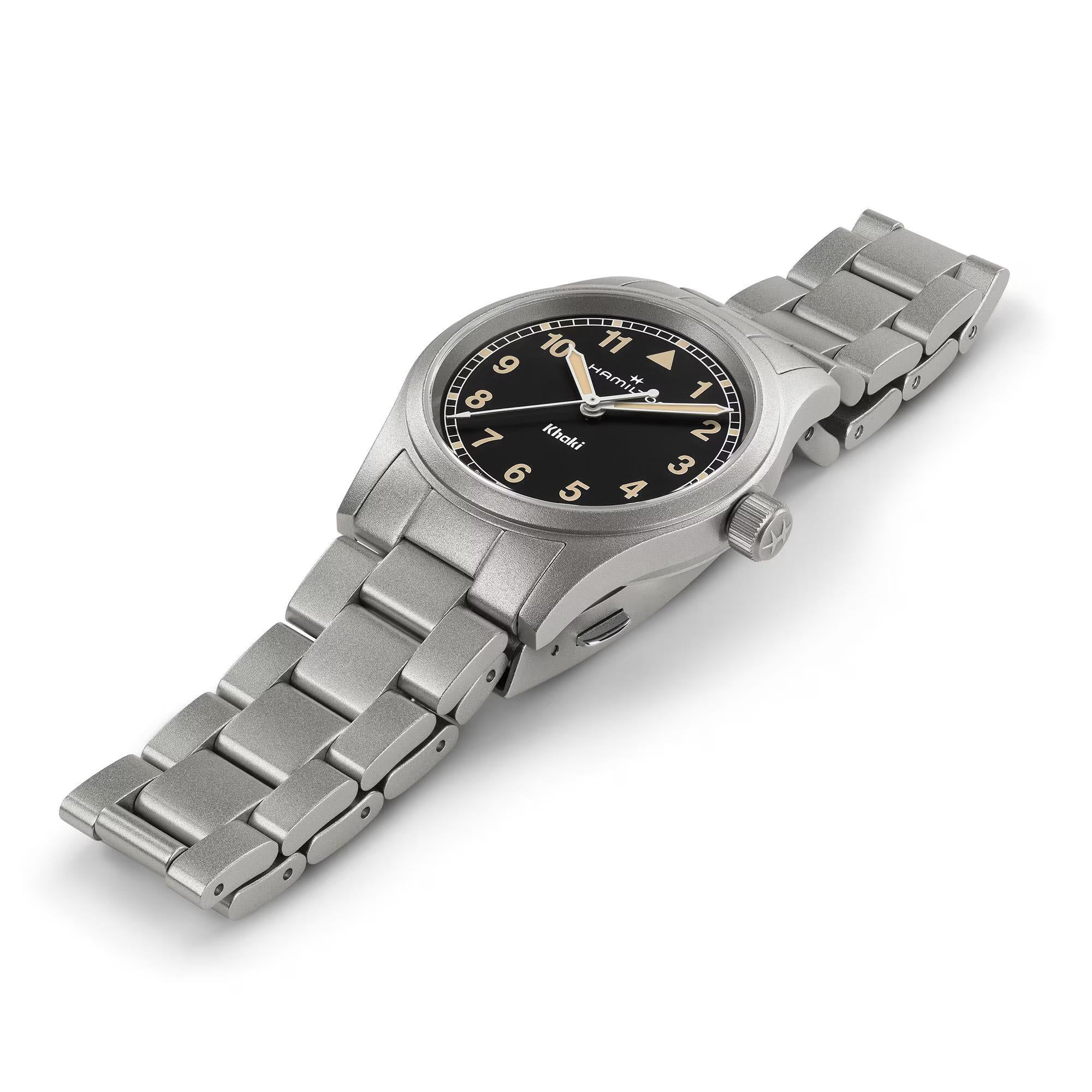 Hamilton Khaki Field H69301131 33mm brushed stainless steel case side profile