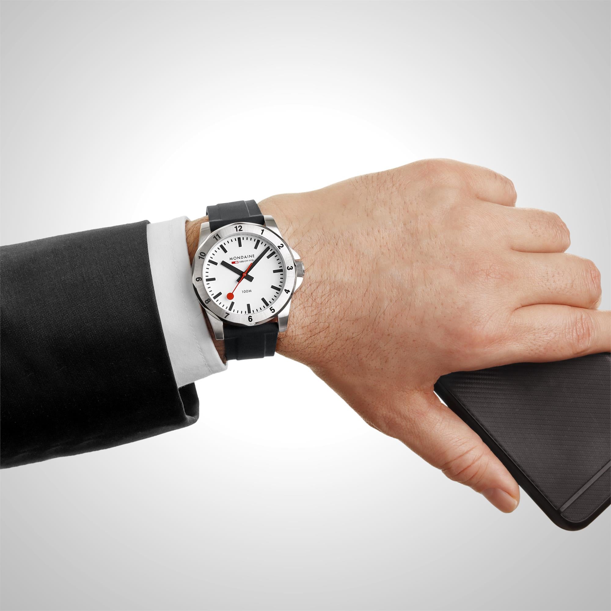 Mondaine Numeri 42mm White Dial Silicone Mens Quartz Watch MSN.4211B.RB