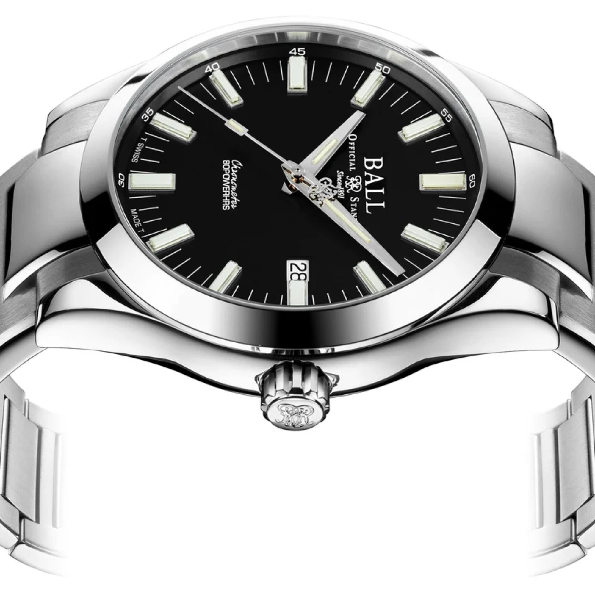 BALL Marvelight Automatik Schwarzes Zifferblatt Silbernes Edelstahlarmband Herren Uhr NM2128C-S1C-BK