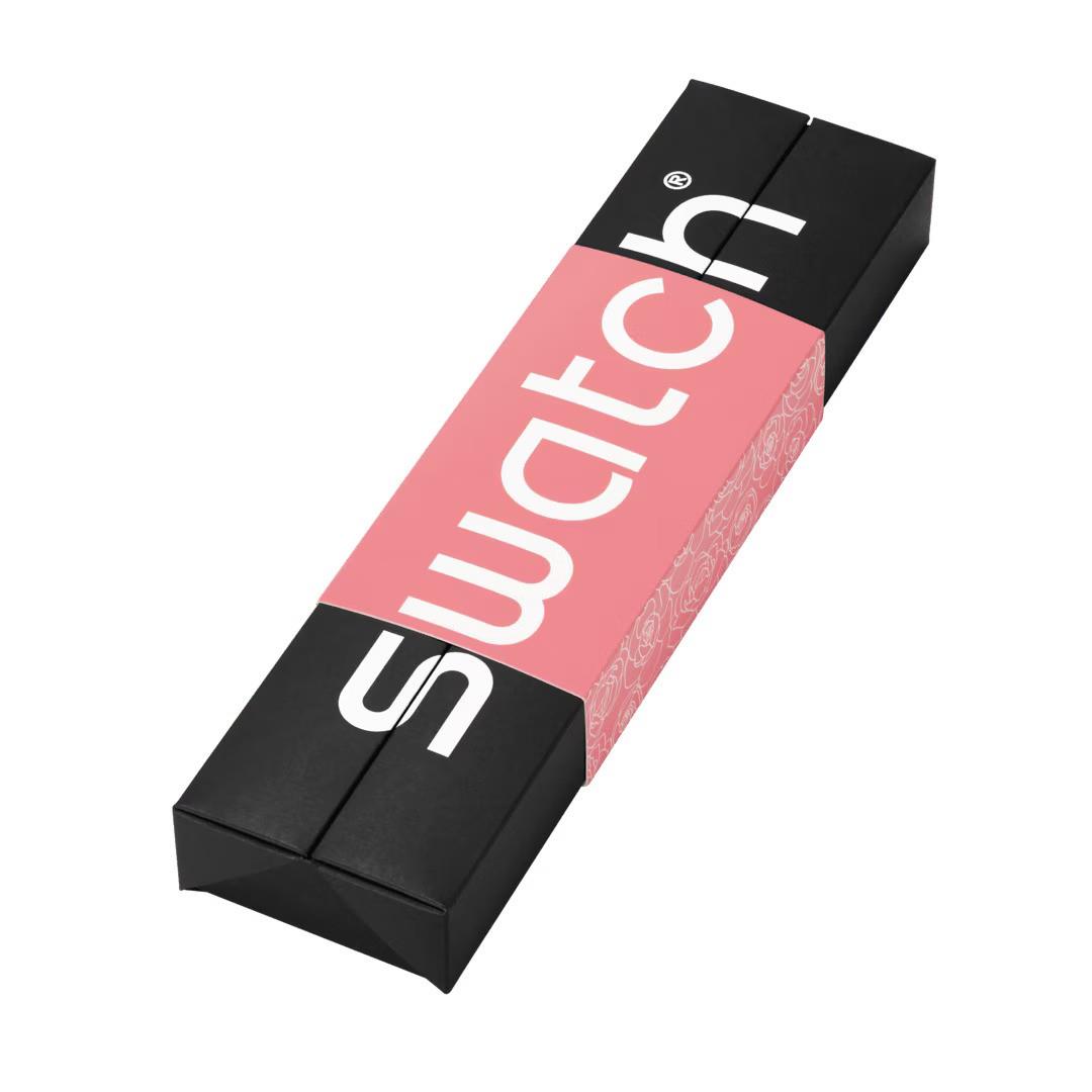 Swatch Pink Petal Promise Pinkes Zifferblatt Lederarmband Uhr YLS234
