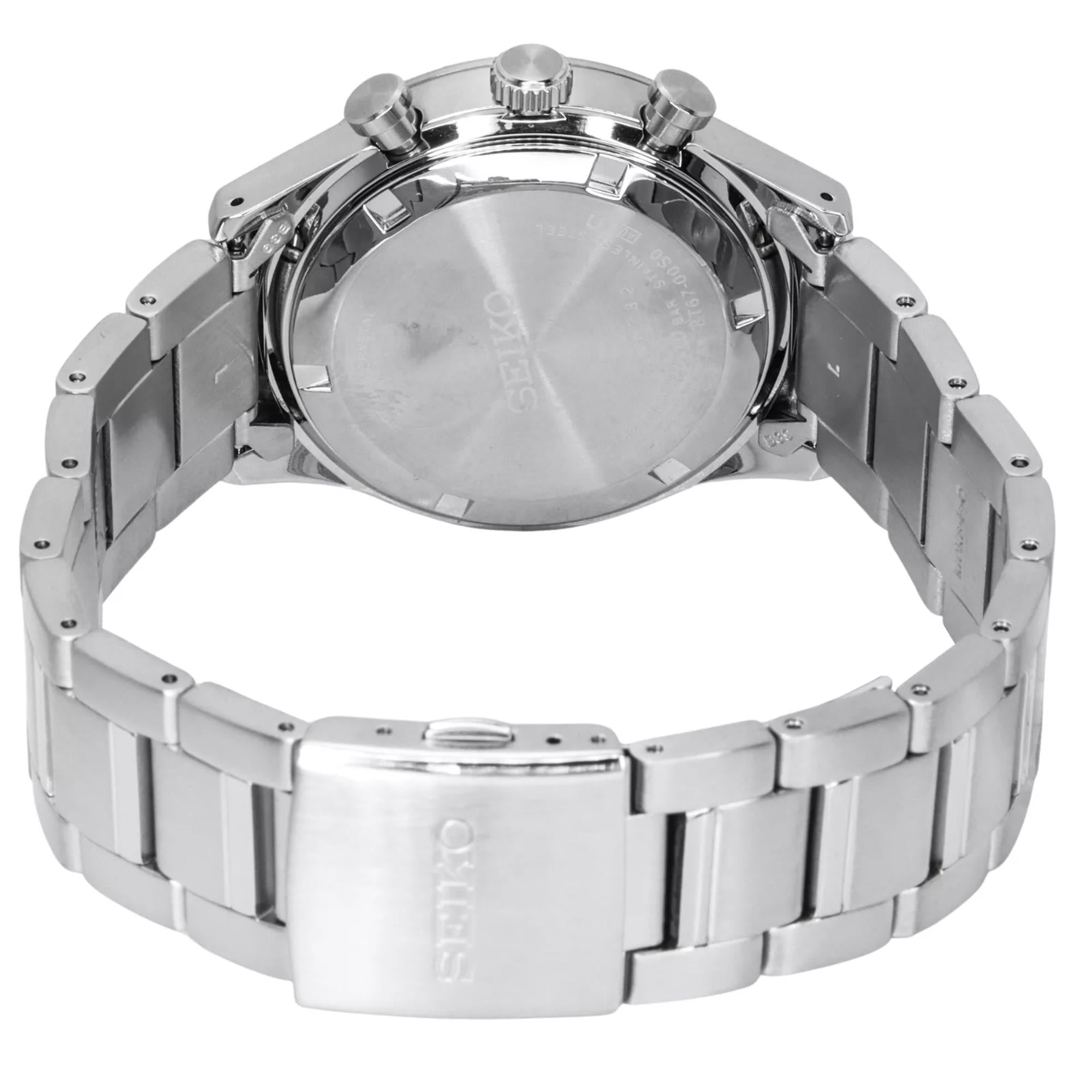 Seiko Conceptual 39,5mm Chronograph Schwarzes Zifferblatt Stahl Herren Quarz Uhr SSB419P1