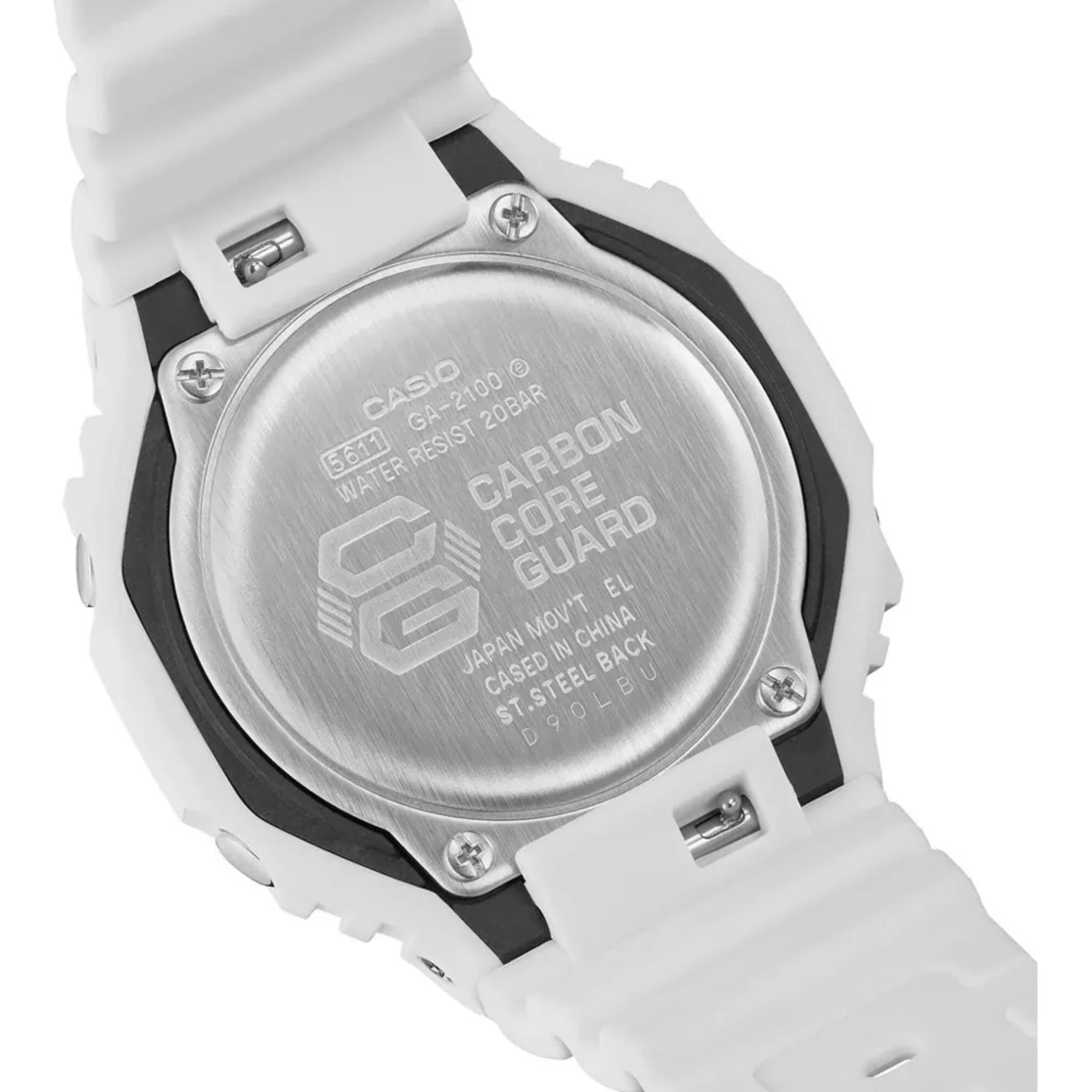 Casio G-Shock 2100 Series Analog-Digital White Dial Resin Strap Watch GA-2100-7A7ER