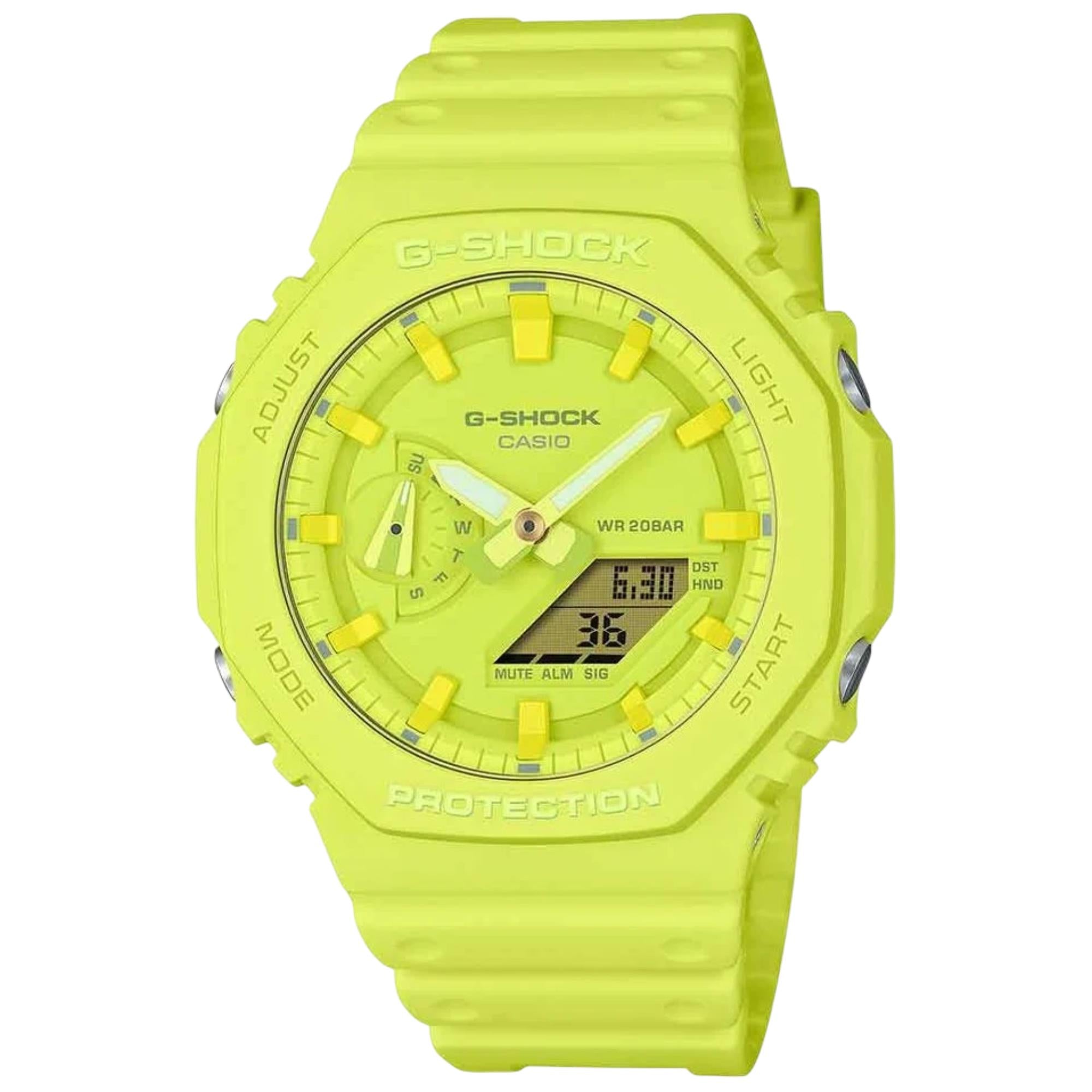 Casio G-Shock 2100 Series Analog-Digital Volt Yellow Dial Resin Strap Watch GA-2100-9A9ER