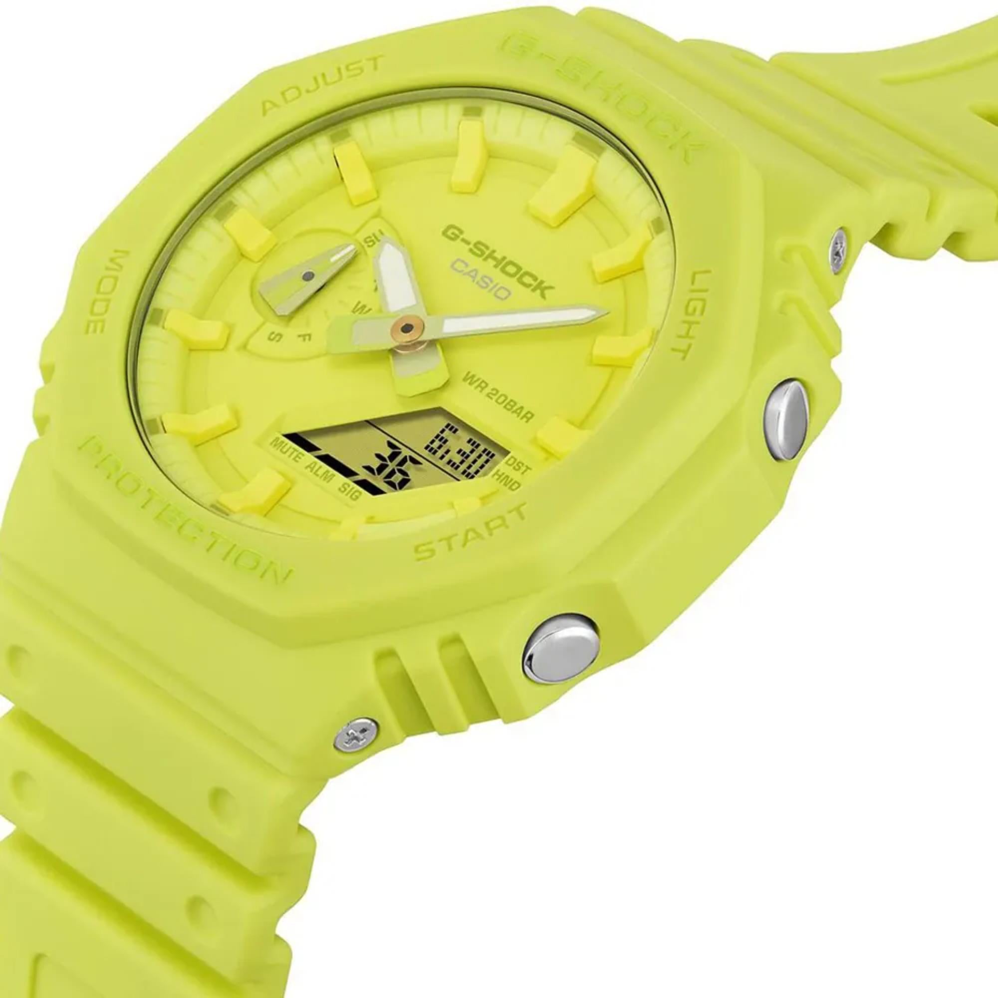 Casio G-Shock 2100 Series Analog-Digital Volt Yellow Dial Resin Strap Watch GA-2100-9A9ER