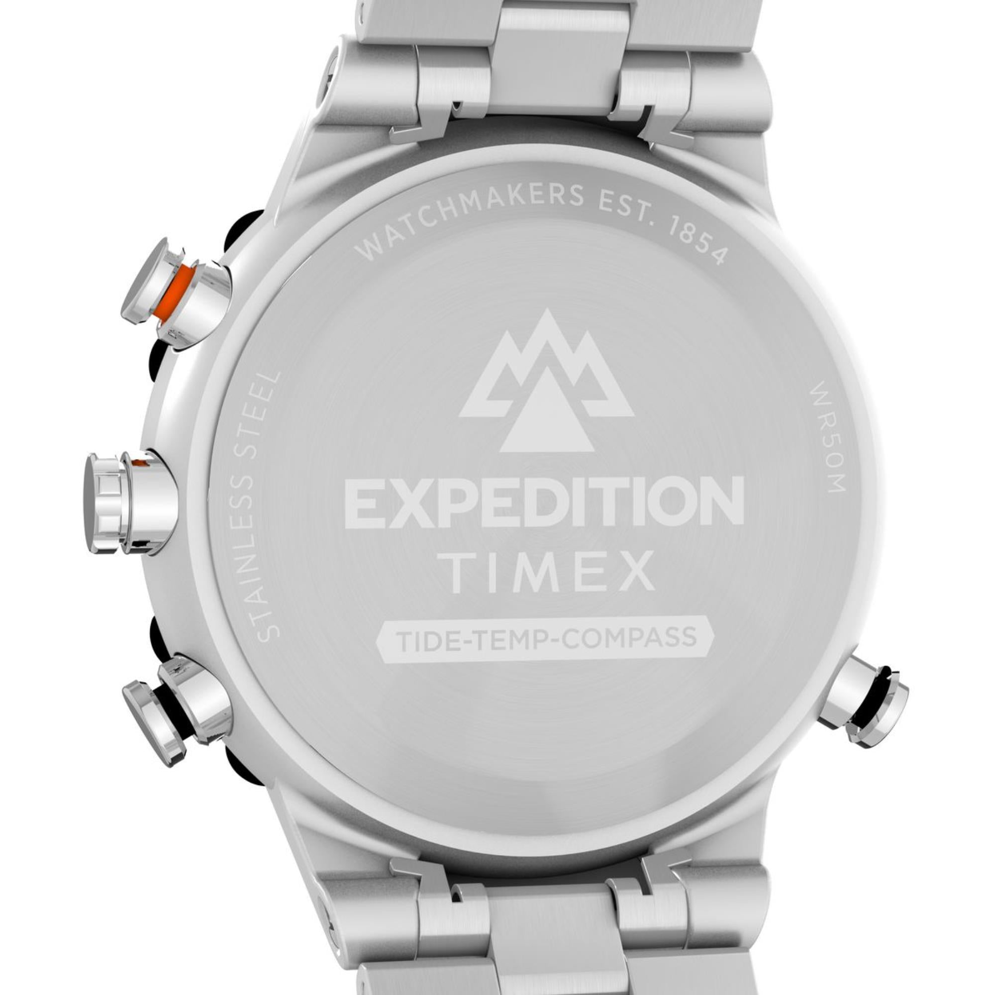 Timex Expedition Tide-Temp-Compass Graues Zifferblatt Edelstahlarmband Herren Uhr TW2Y12900