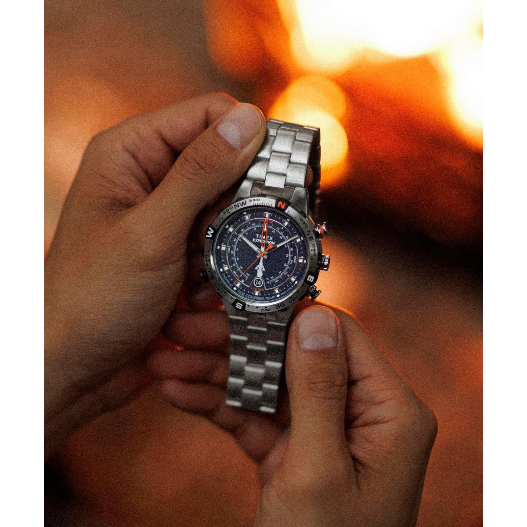 Timex Expedition Tide-Temp-Compass Graues Zifferblatt Edelstahlarmband Herren Uhr TW2Y12900