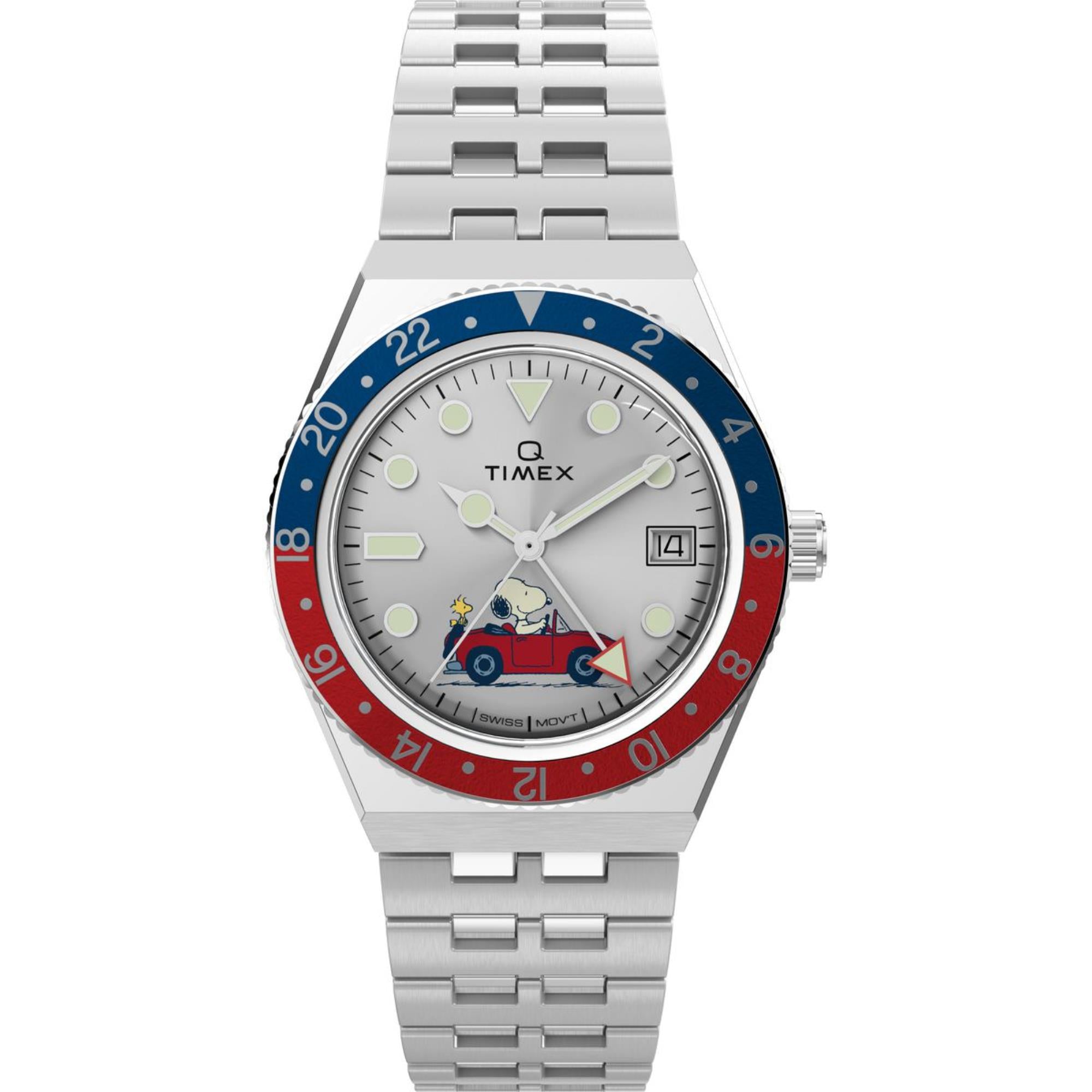 Timex Peanuts 38mm Silbernes Zifferblatt Edelstahl Herren Quarz Uhr TW2W83300