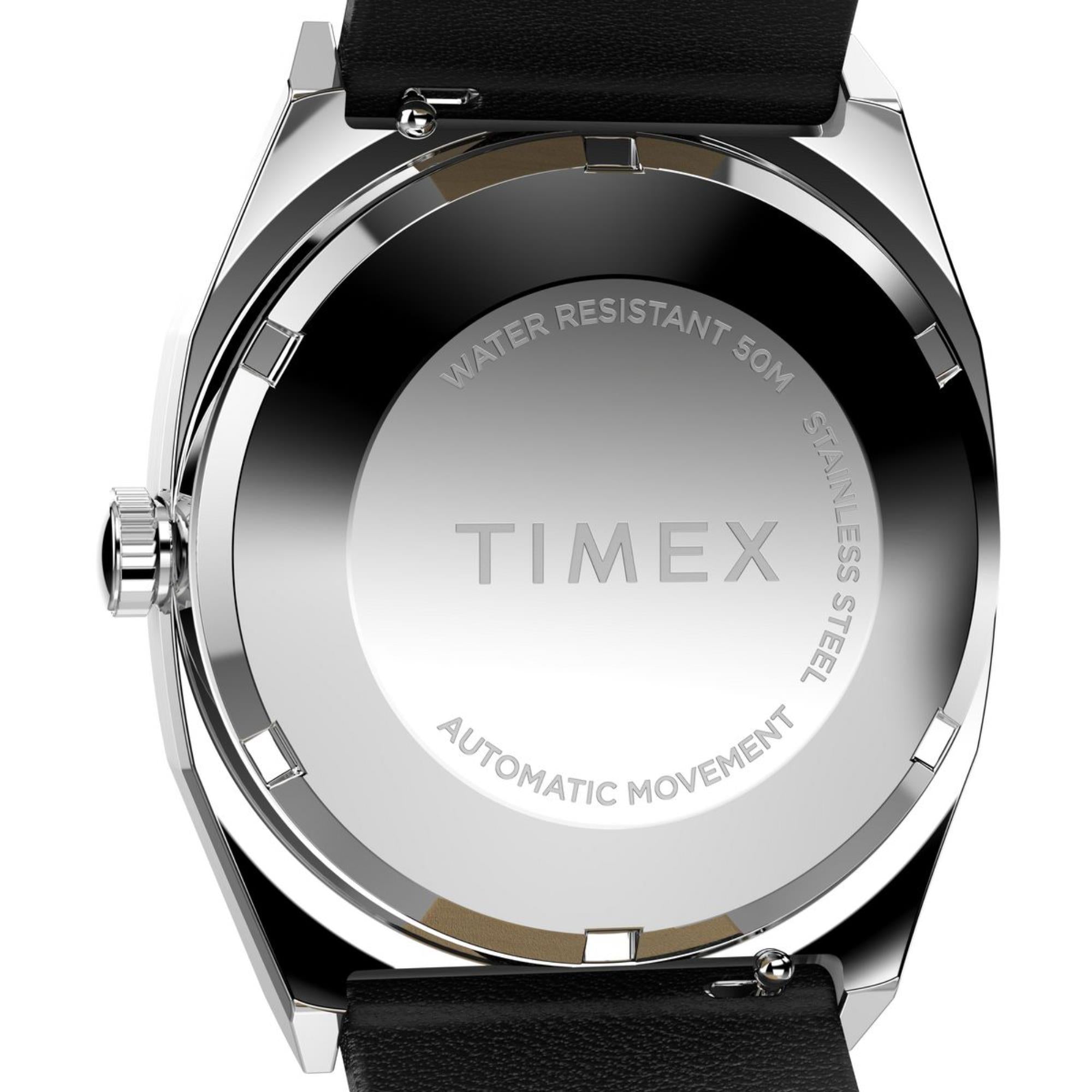 Timex 1983 E Linie Schwarzes Zifferblatt Lederarmband Uhr TW2Y07500