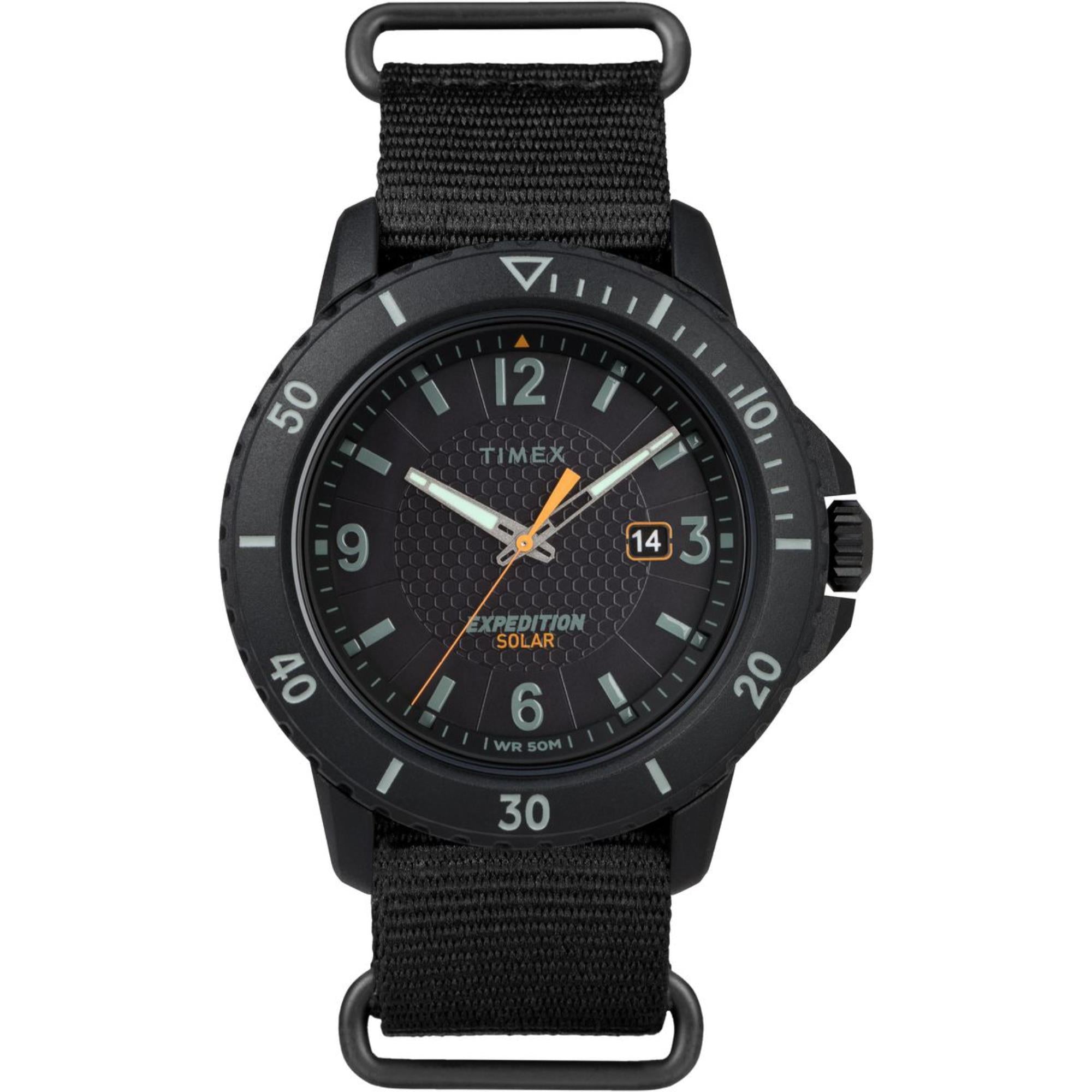 Timex Expedition 44mm Schwarz Zifferblatt Nylon Herren Quarz Uhr TW2U30300