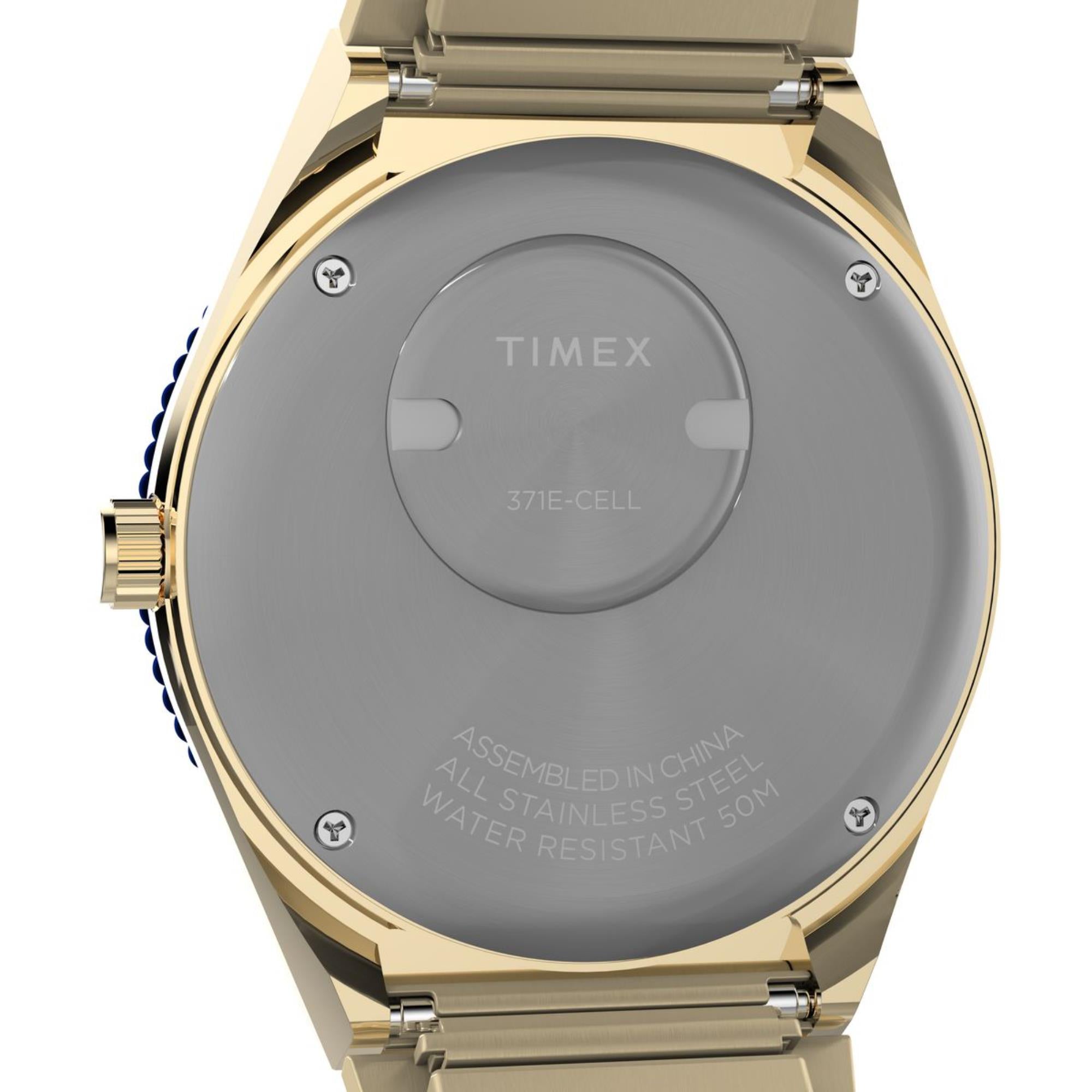 Timex Q 36mm Blau Zifferblatt Stahl Damen Quarz Uhr TW2V92400