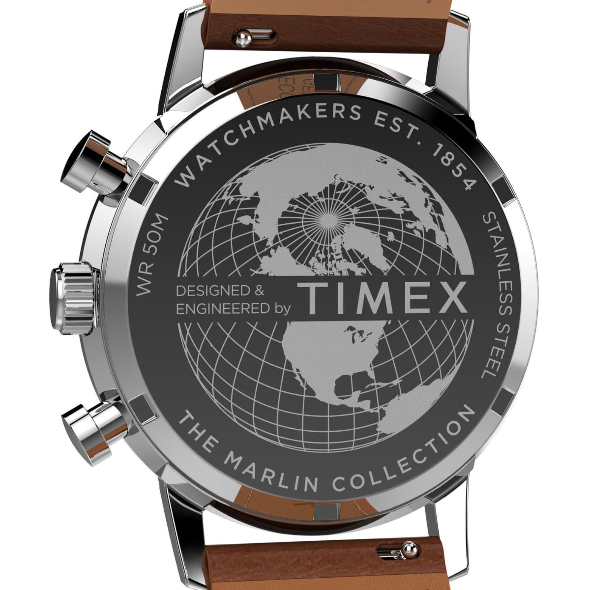 Timex Marlin Chronograph Tachymeter Grün Zifferblatt Lederarmband Herren Uhr TW2W99100
