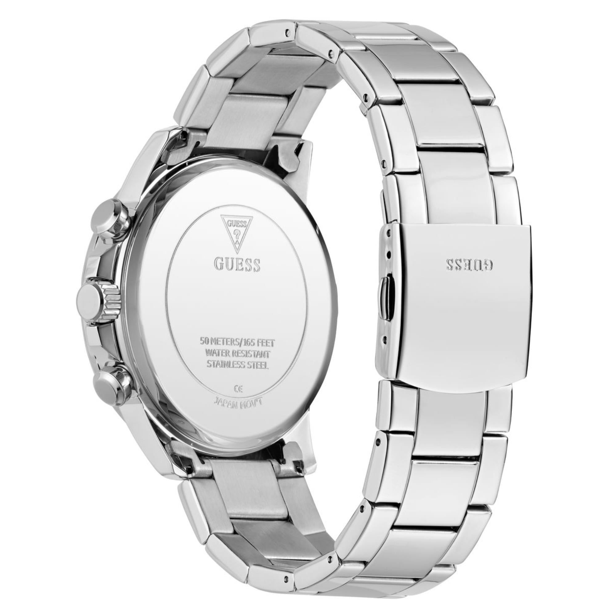Guess Walker schwarzes Zifferblatt Edelstahlarmband Herren Uhr GW0900G1