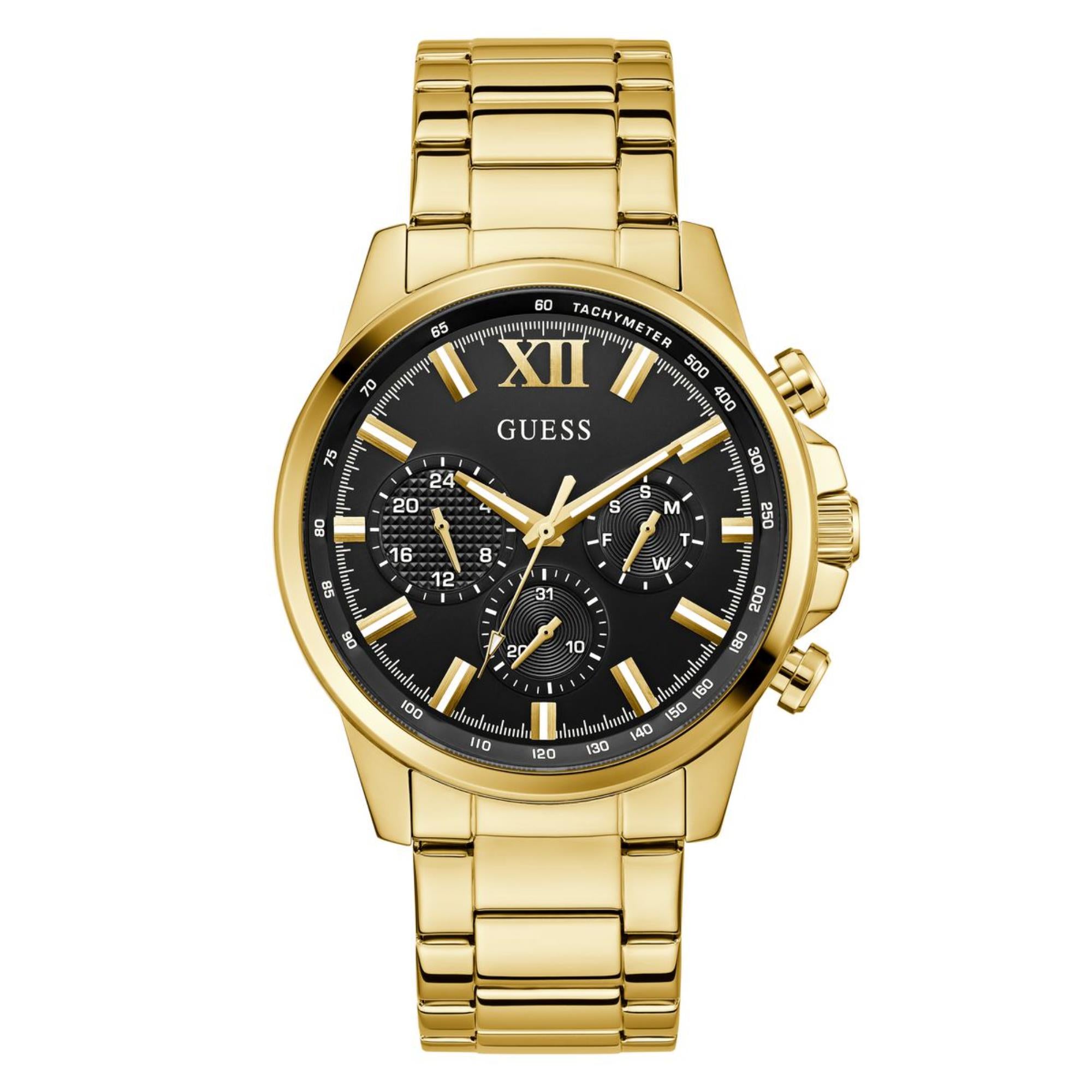 Guess Classic schwarzes Zifferblatt Edelstahlarmband Herren Uhr GW0900G3