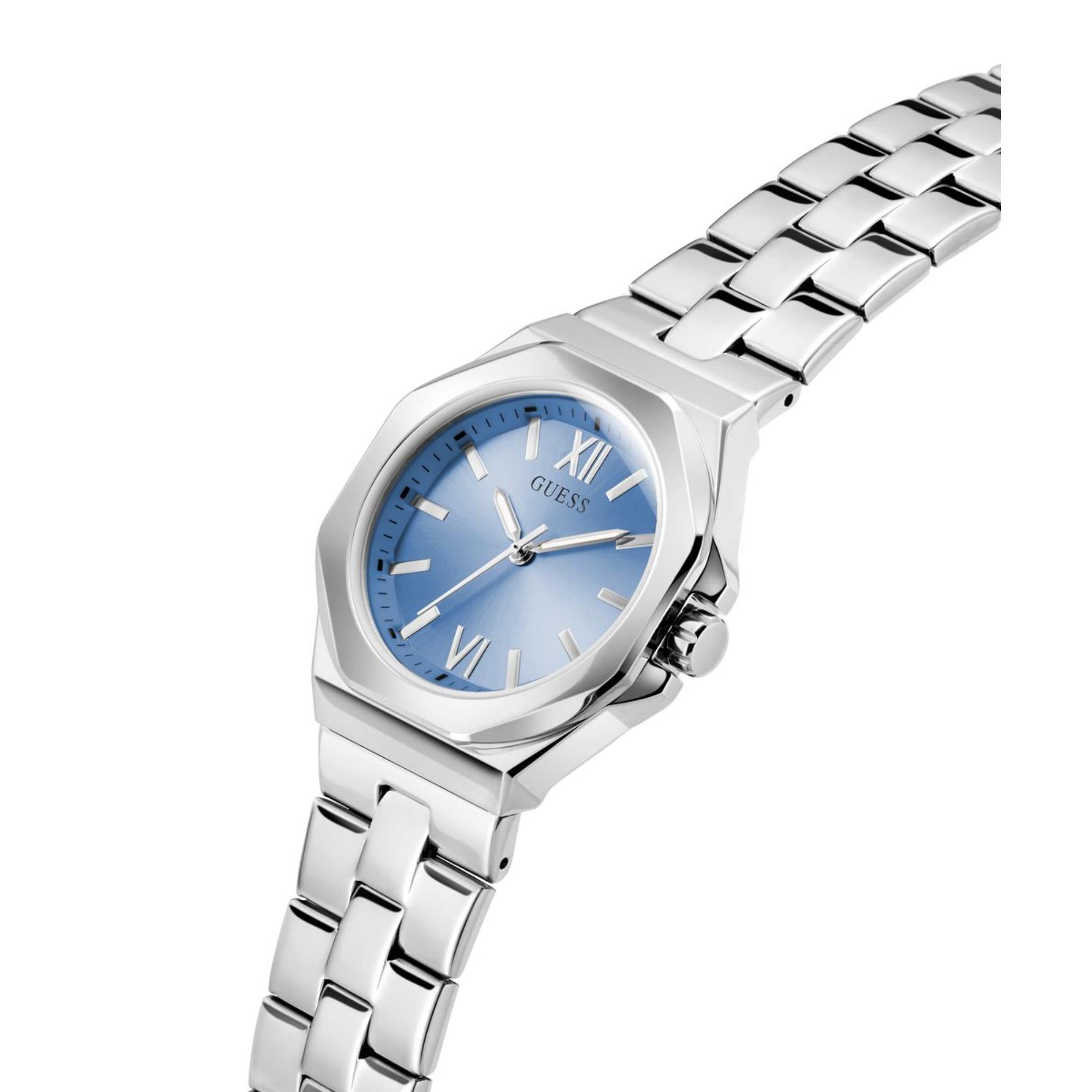 Guess Empress blaues Zifferblatt Edelstahlarmband Damen Uhr GW0873L1