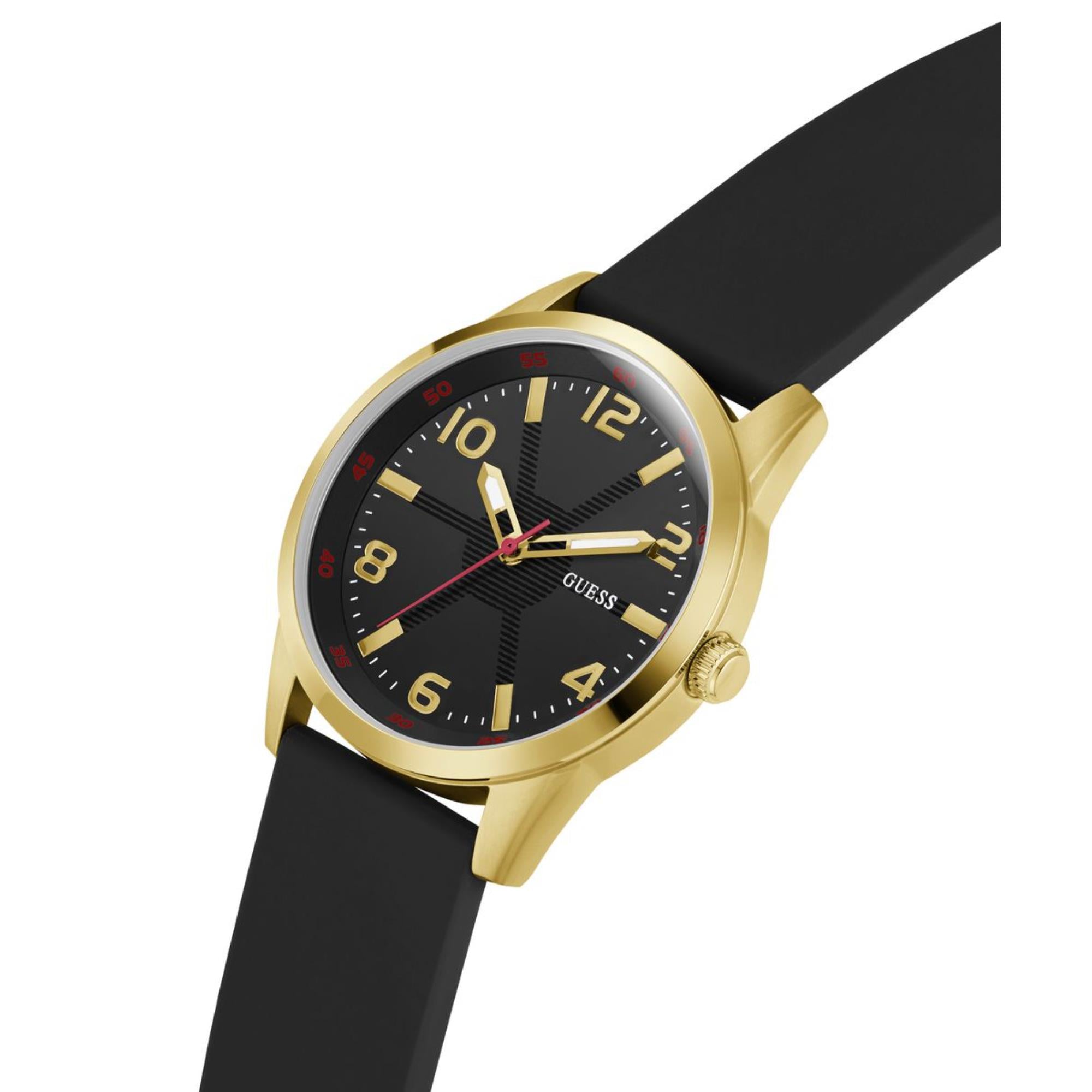 Guess Monte Black Dial Silicone Strap Men's Watch GW0805G2