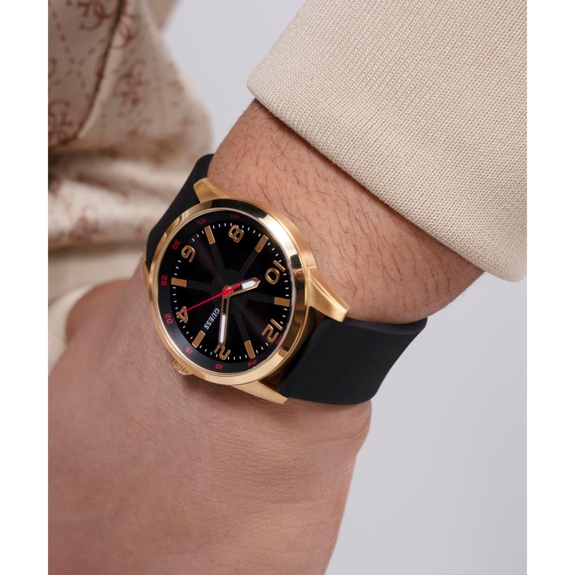 Guess Monte Black Dial Silicone Strap Men's Watch GW0805G2