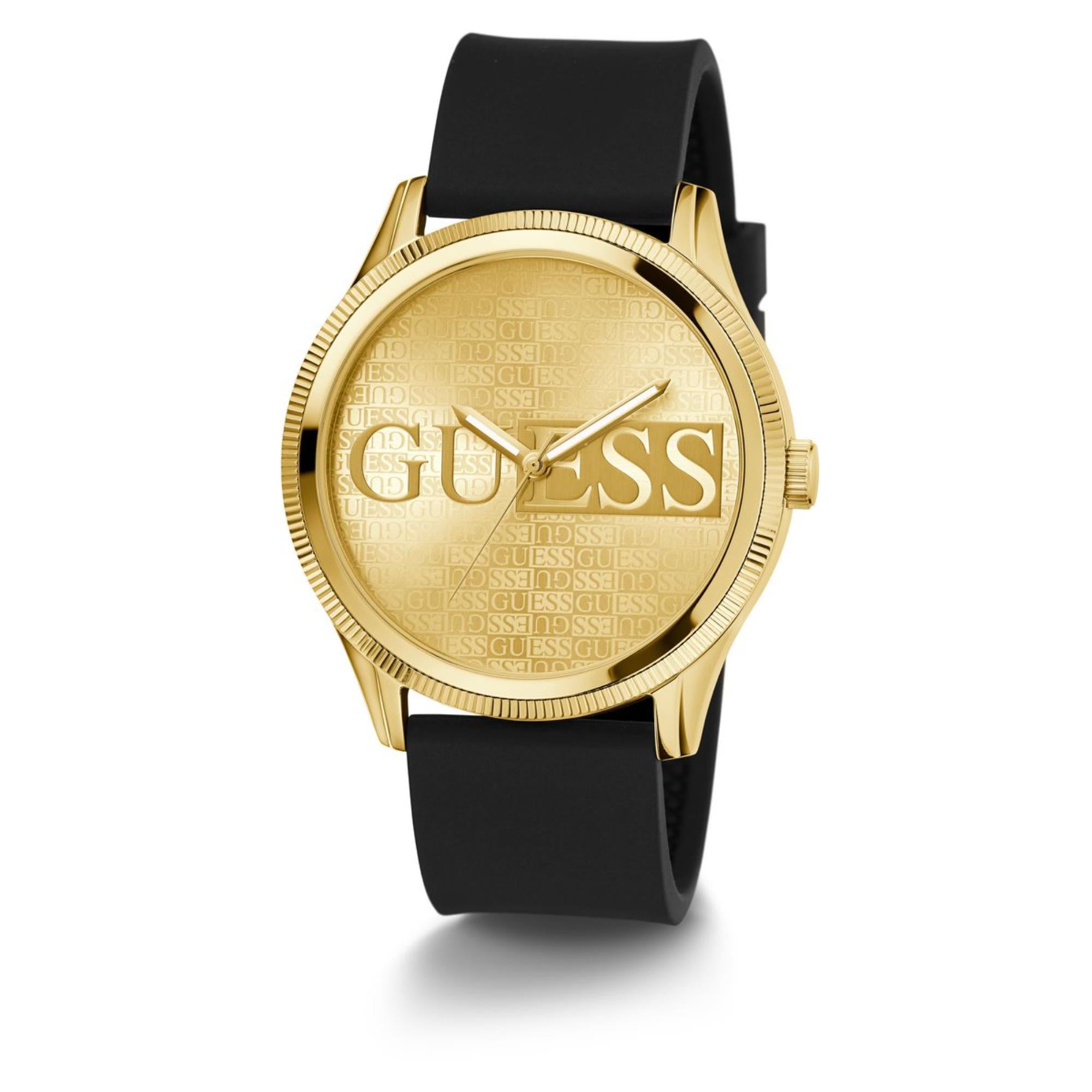 Guess Reputation Champagner Zifferblatt Silikonarmband Herren Uhr GW0726G2