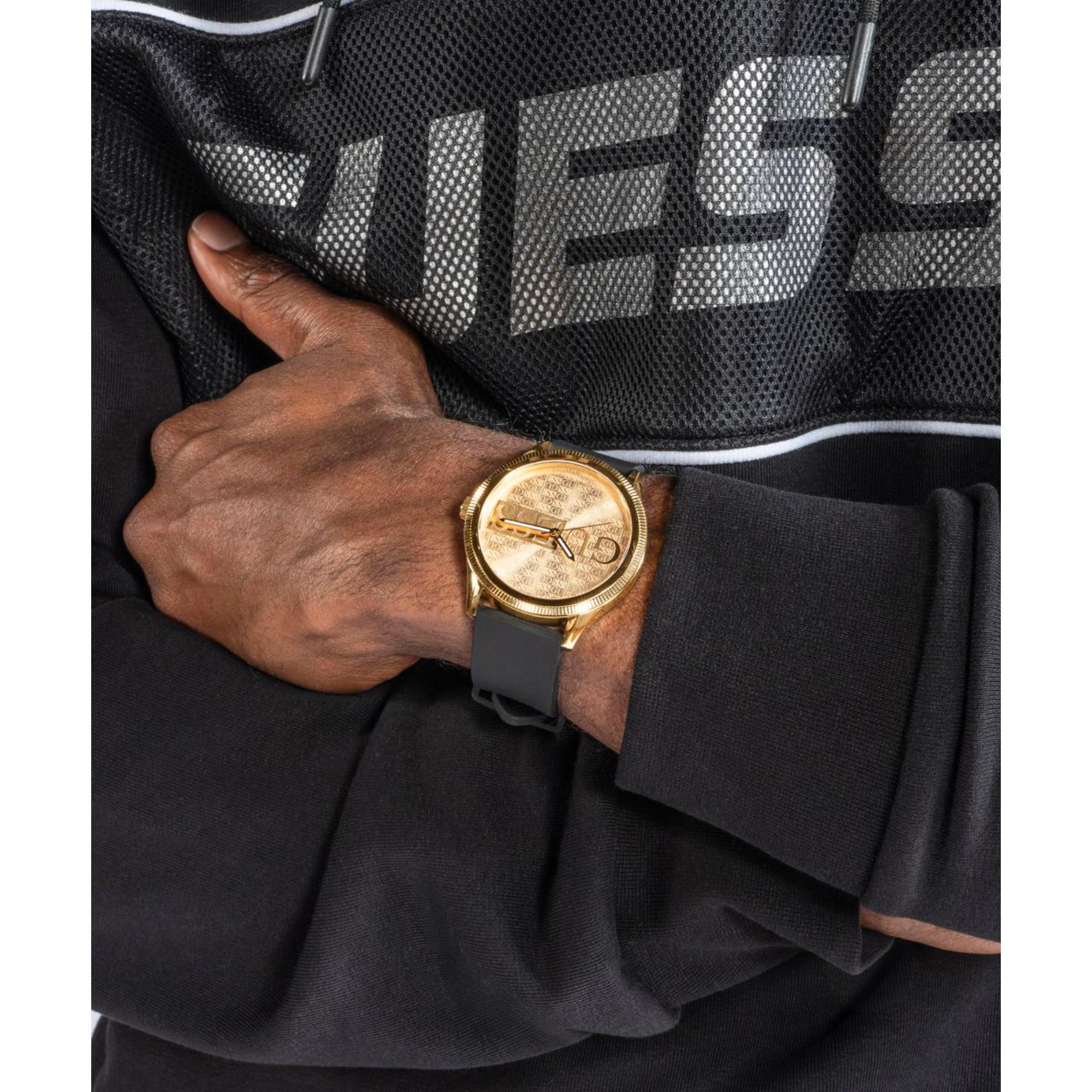 Guess Reputation Champagner Zifferblatt Silikonarmband Herren Uhr GW0726G2