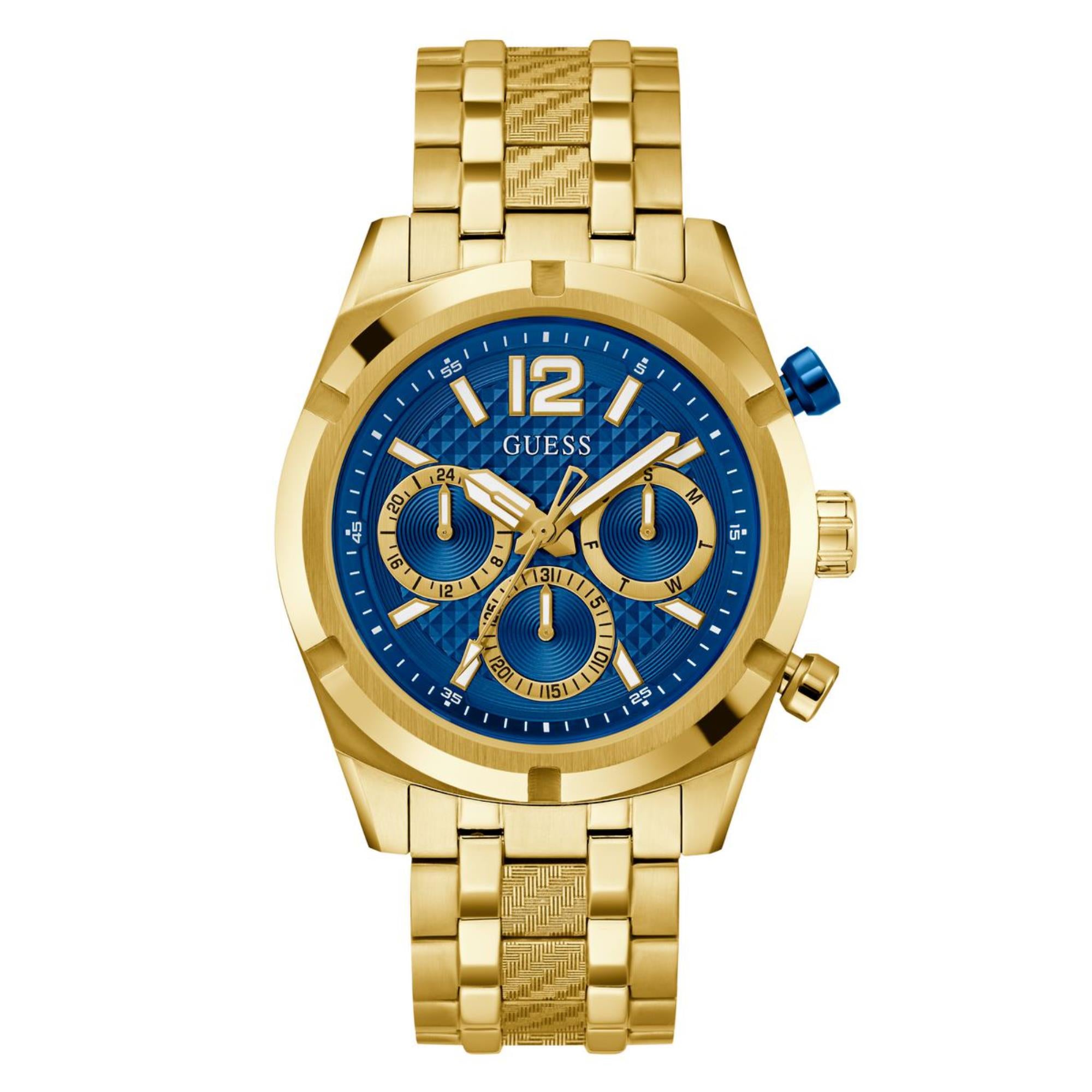 Guess Resistance Blaues Zifferblatt Edelstahlarmband Herren Uhr GW0714G2