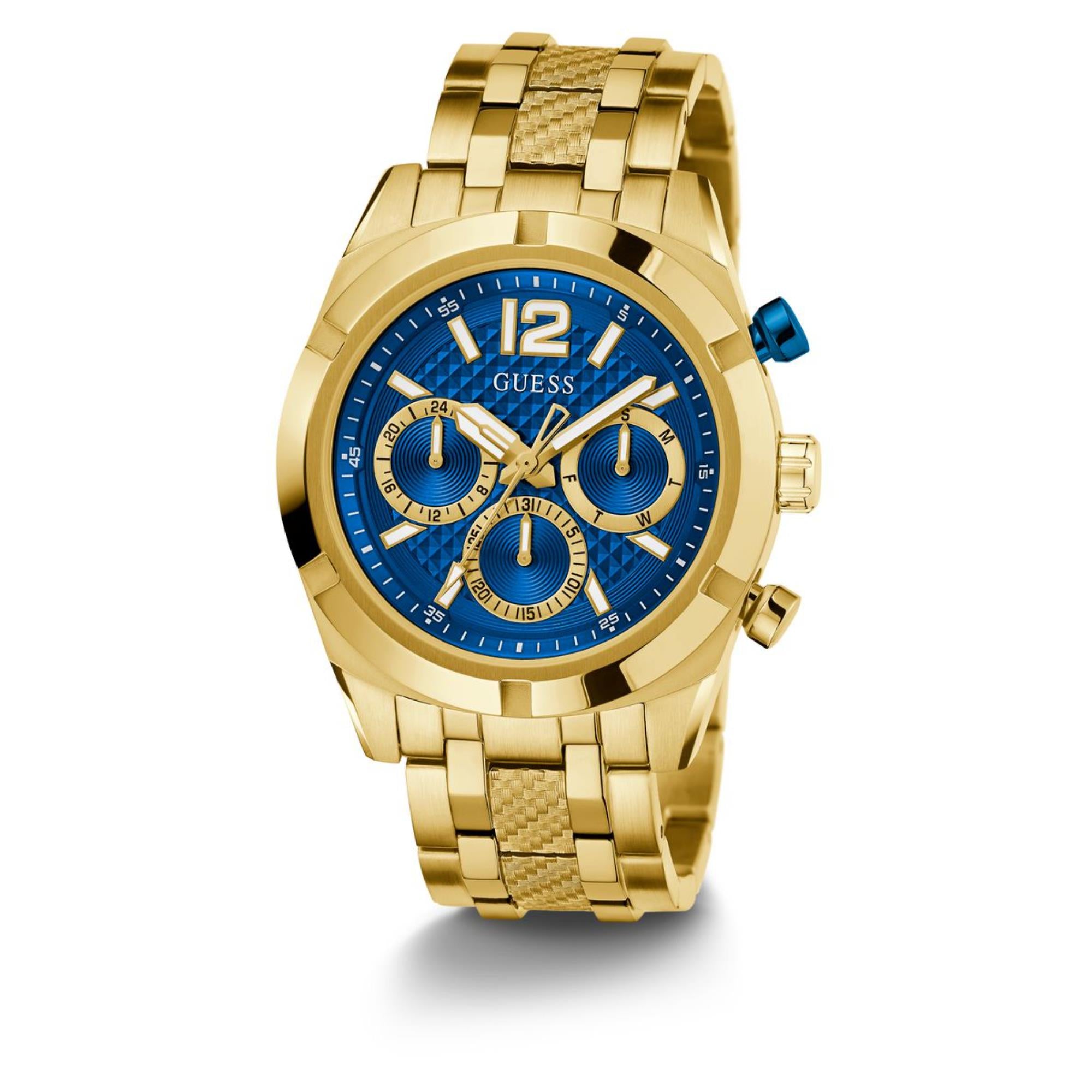 Guess Resistance Blaues Zifferblatt Edelstahlarmband Herren Uhr GW0714G2