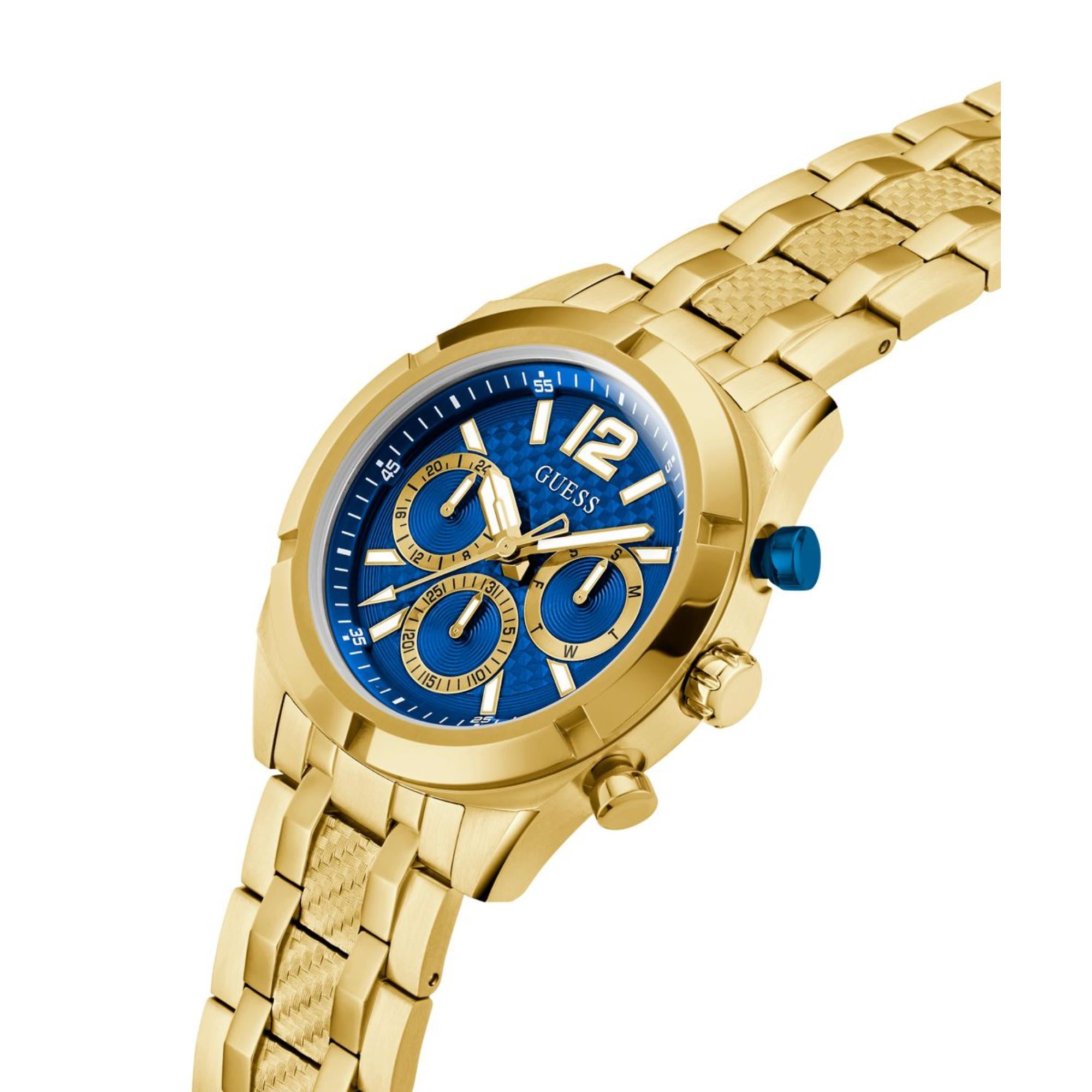 Guess Resistance Blaues Zifferblatt Edelstahlarmband Herren Uhr GW0714G2