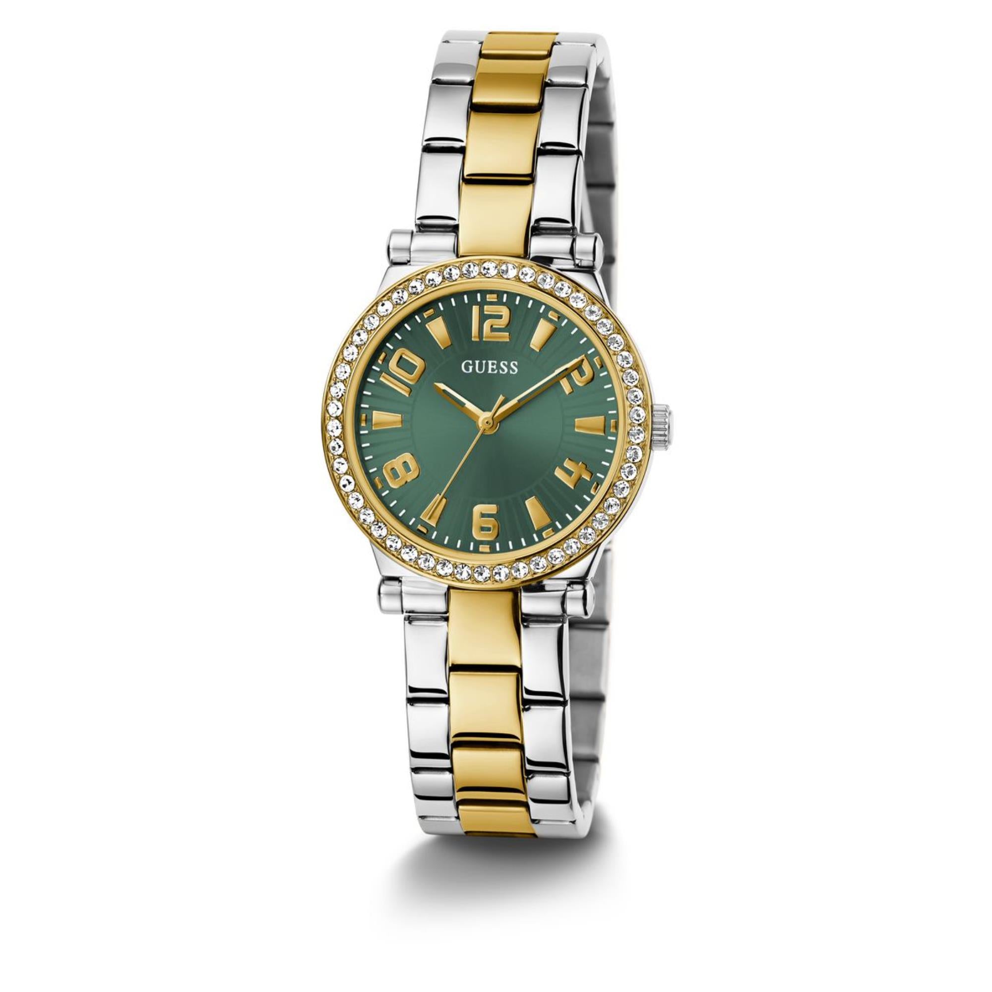 Guess Fawn Grünes Zifferblatt Edelstahlarmband Damen Uhr GW0686L2