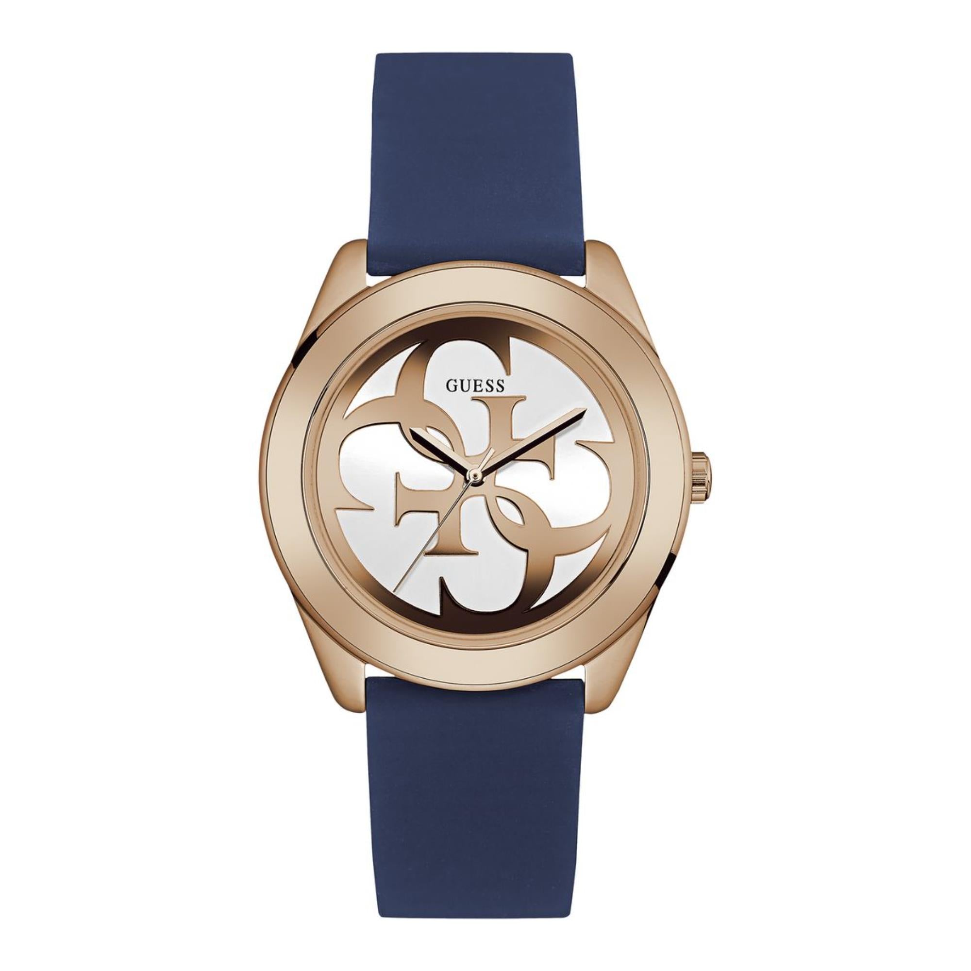 Guess G-Twist Weißes Zifferblatt Silikonarmband Damen Uhr W0911L6