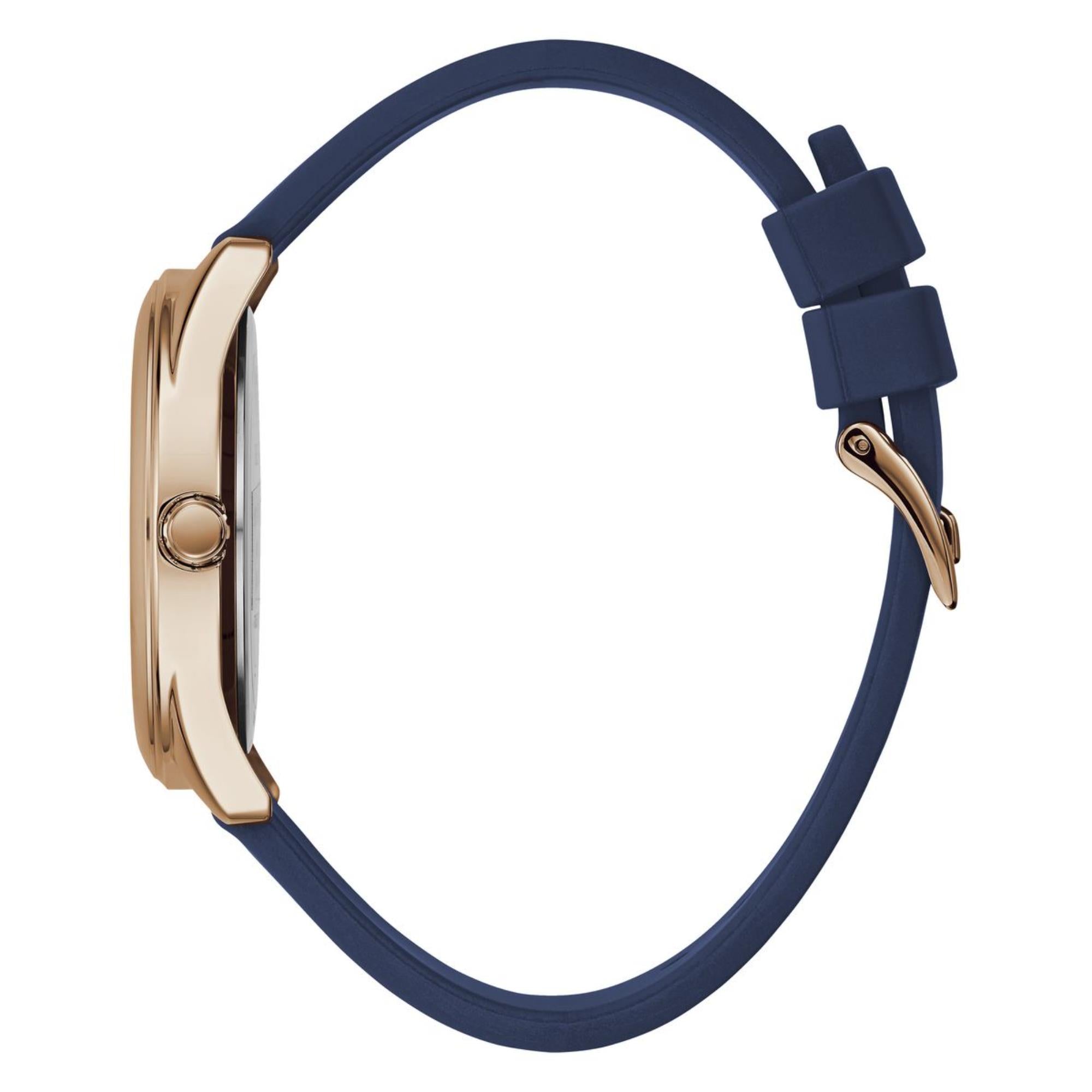 Guess G-Twist Weißes Zifferblatt Silikonarmband Damen Uhr W0911L6