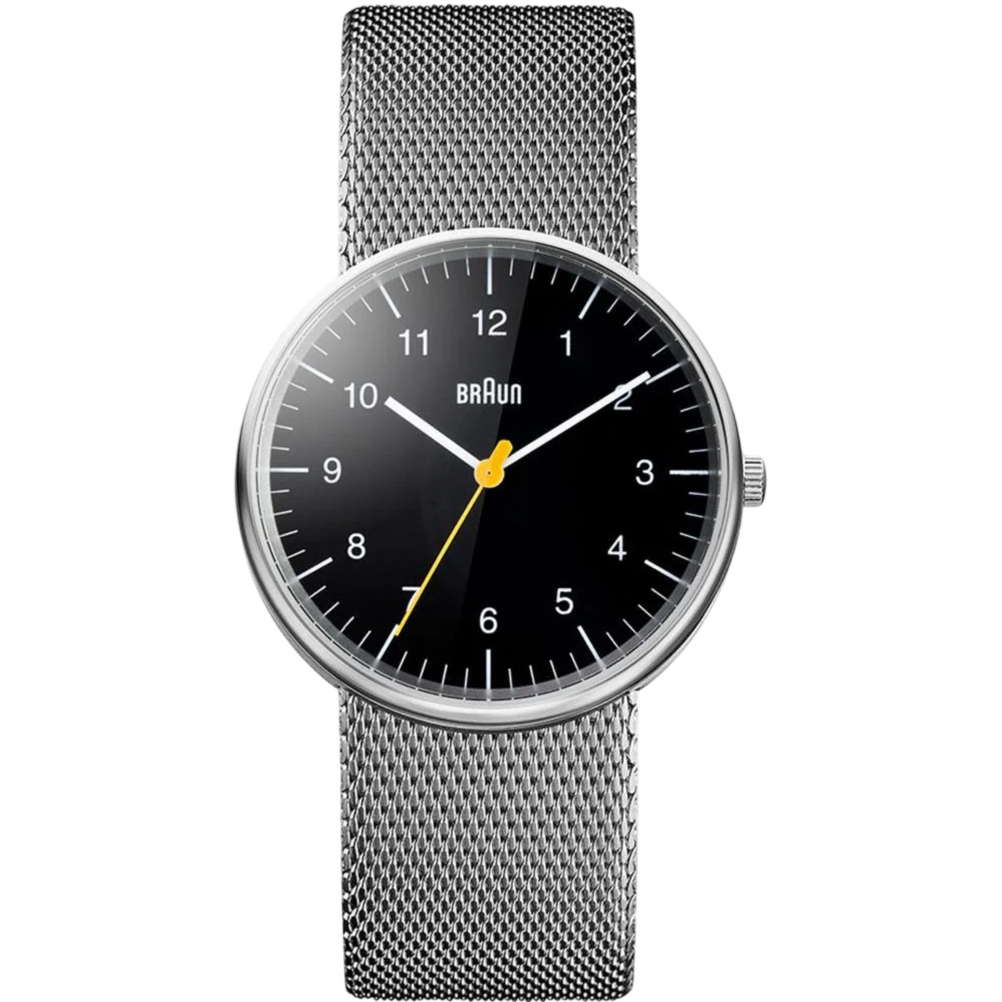 Braun Classic Schwarzes Zifferblatt Stahl-Mesh-Armband Herrenuhr BN0021BKSLMHG