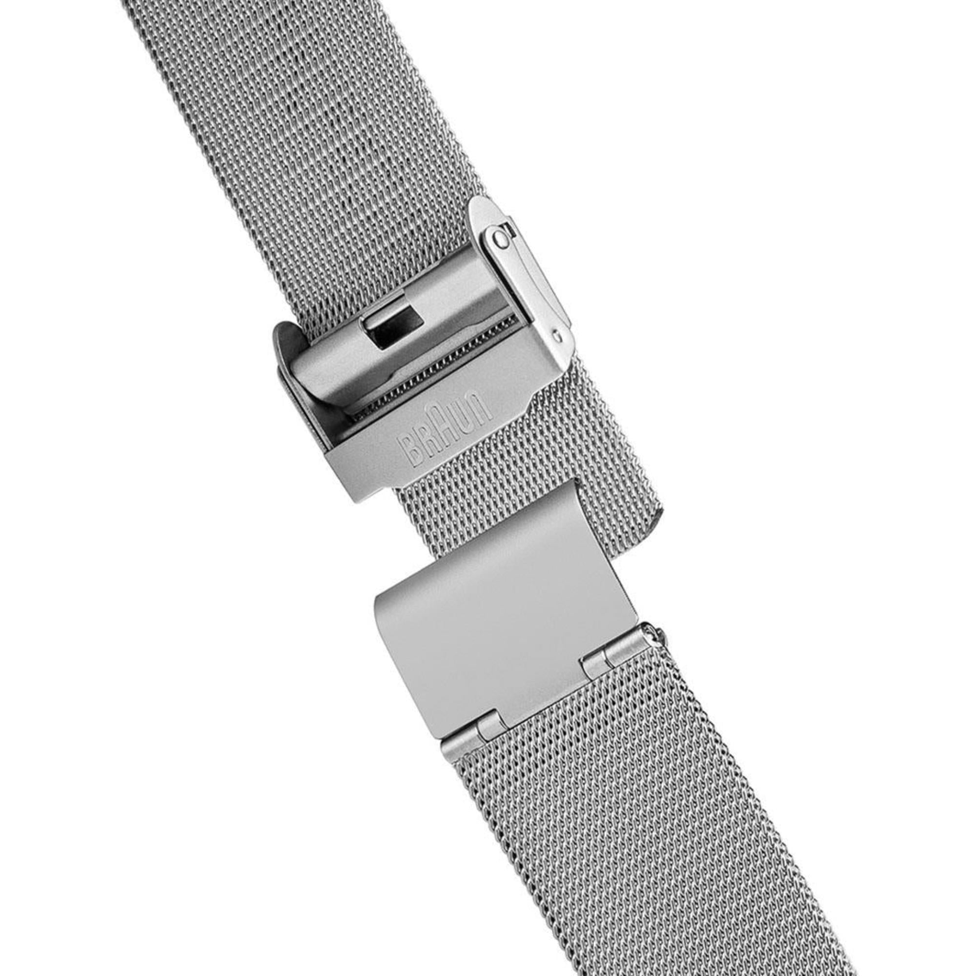 Braun Classic Silbernes Zifferblatt Stahl-Mesh-Armband Damenuhr BN0031WHSLMHL