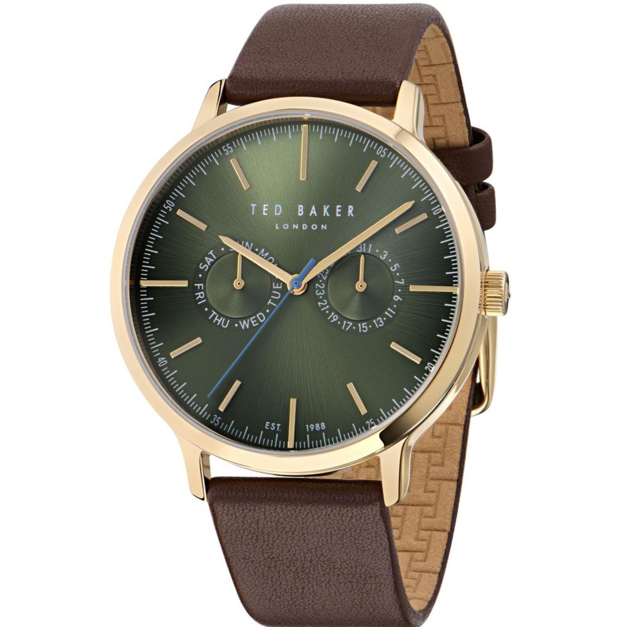 Ted Baker Haarvin Grünes Zifferblatt Lederarmband Herren Uhr BKPHAS504