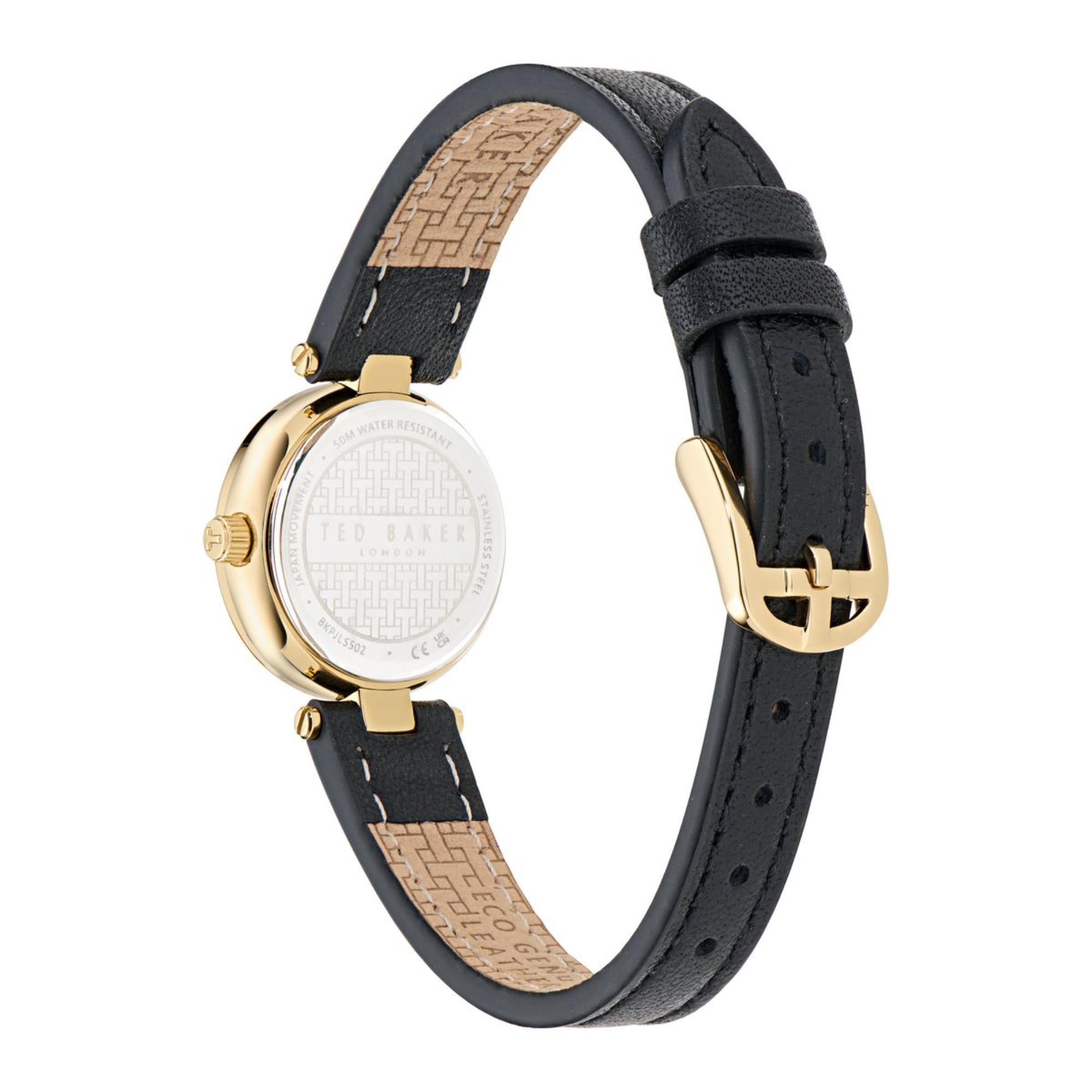 Ted Baker Jolyye Schwarzes Zifferblatt Schwarzes Lederarmband Damen Uhr BKPJLS502