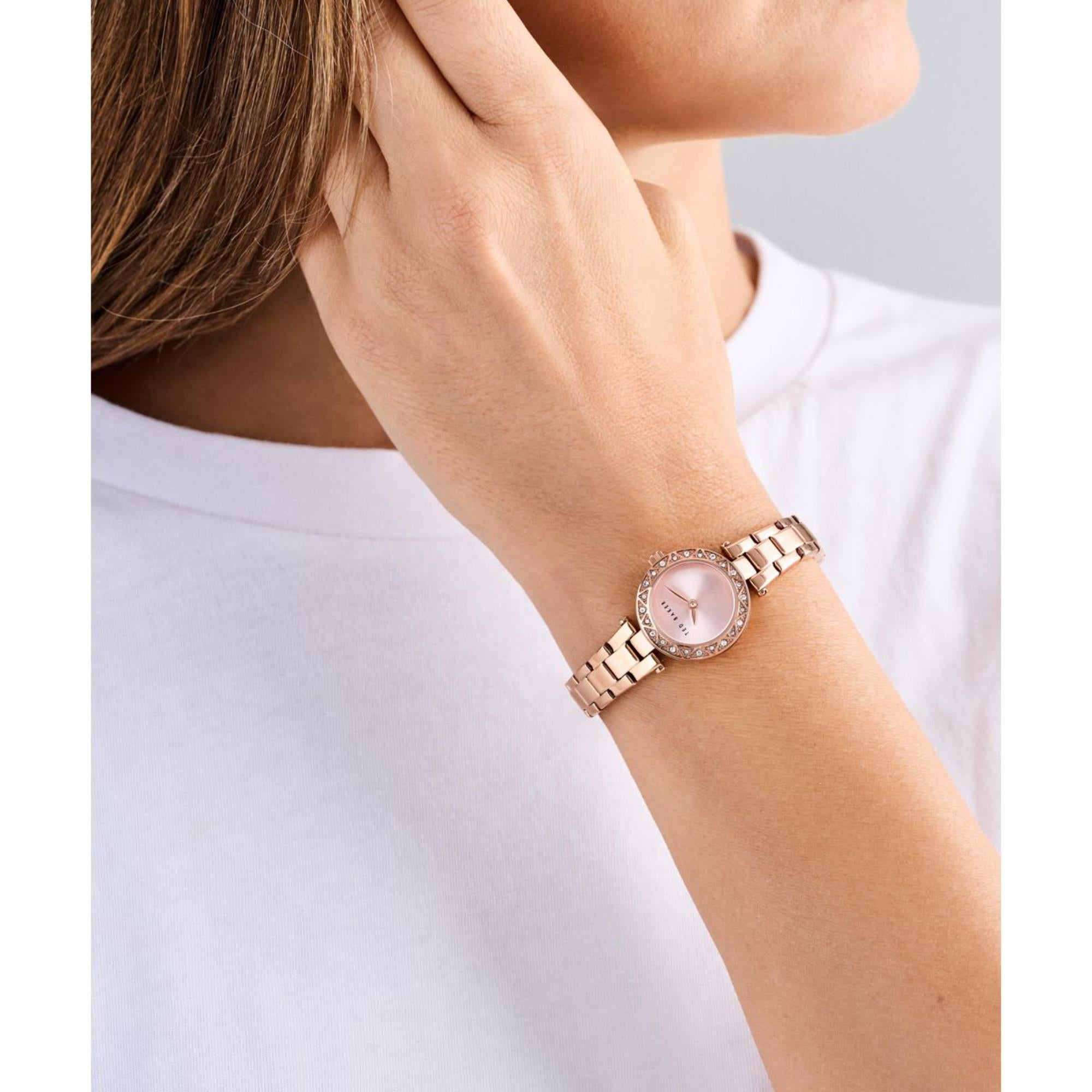 Ted Baker Jolyye Rose Gold Dial Stainless Steel Strap Ladies Watch BKPJLS504
