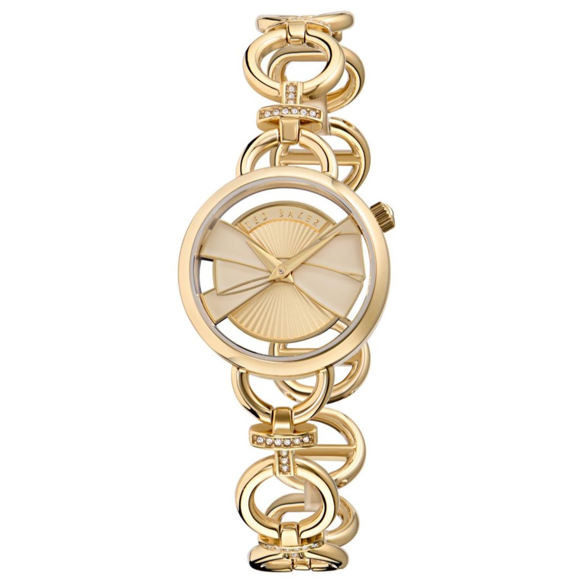 Ted Baker Lilabel Goldenes Zifferblatt Edelstahlarmband Damen Uhr BKPLIS501