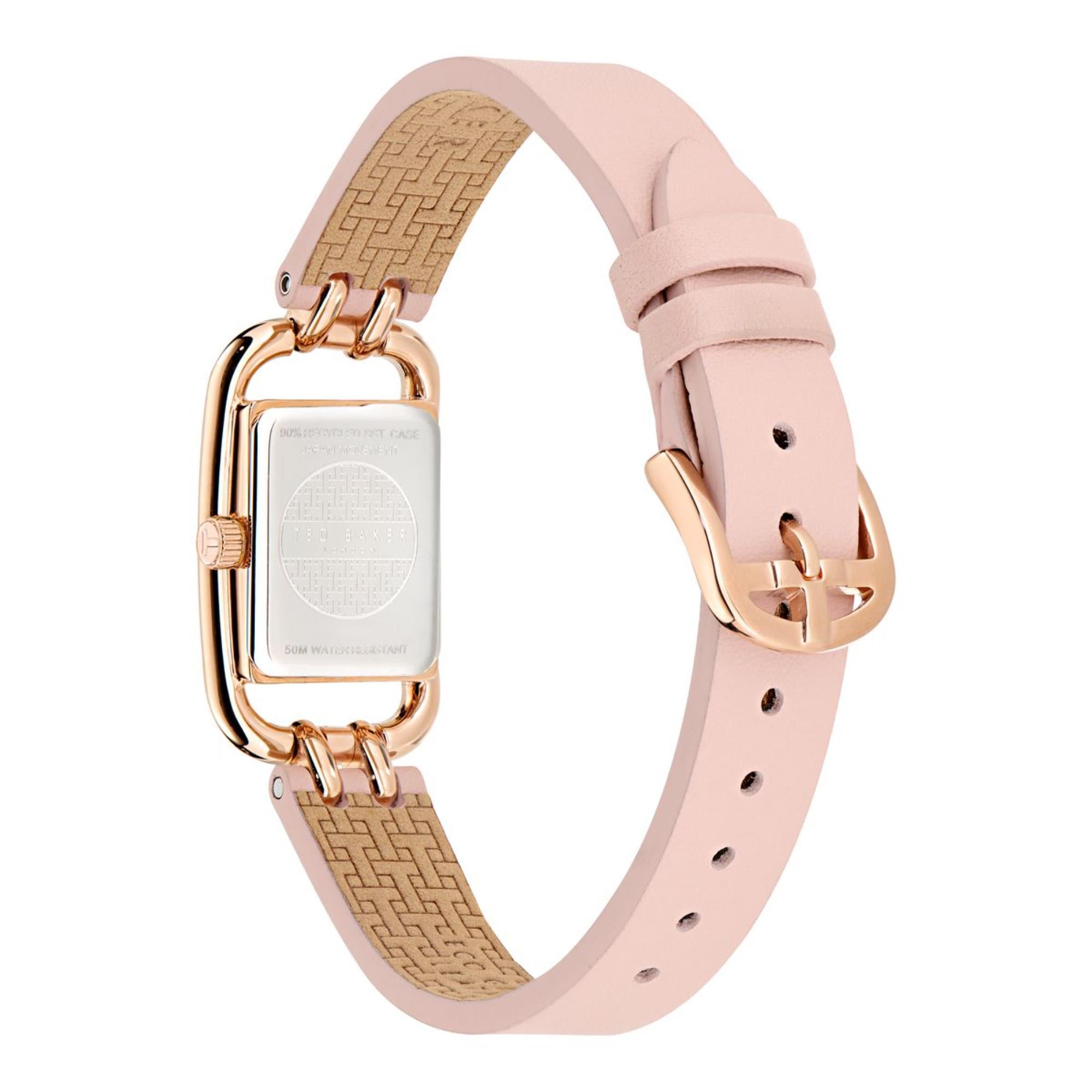 Ted Baker Tessye Roségoldenes Zifferblatt Pinkes Lederarmband Damen Uhr BKPTTS402