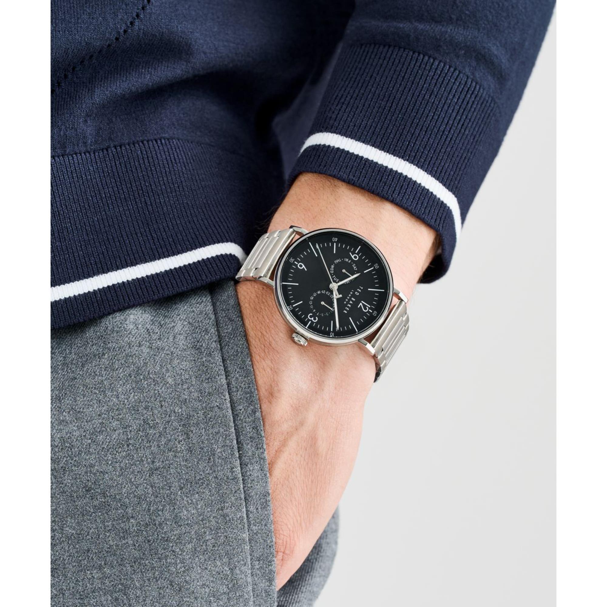 Ted Baker Phylipa Schwarzes Zifferblatt Edelstahlarmband Herren Uhr BKPPGF406