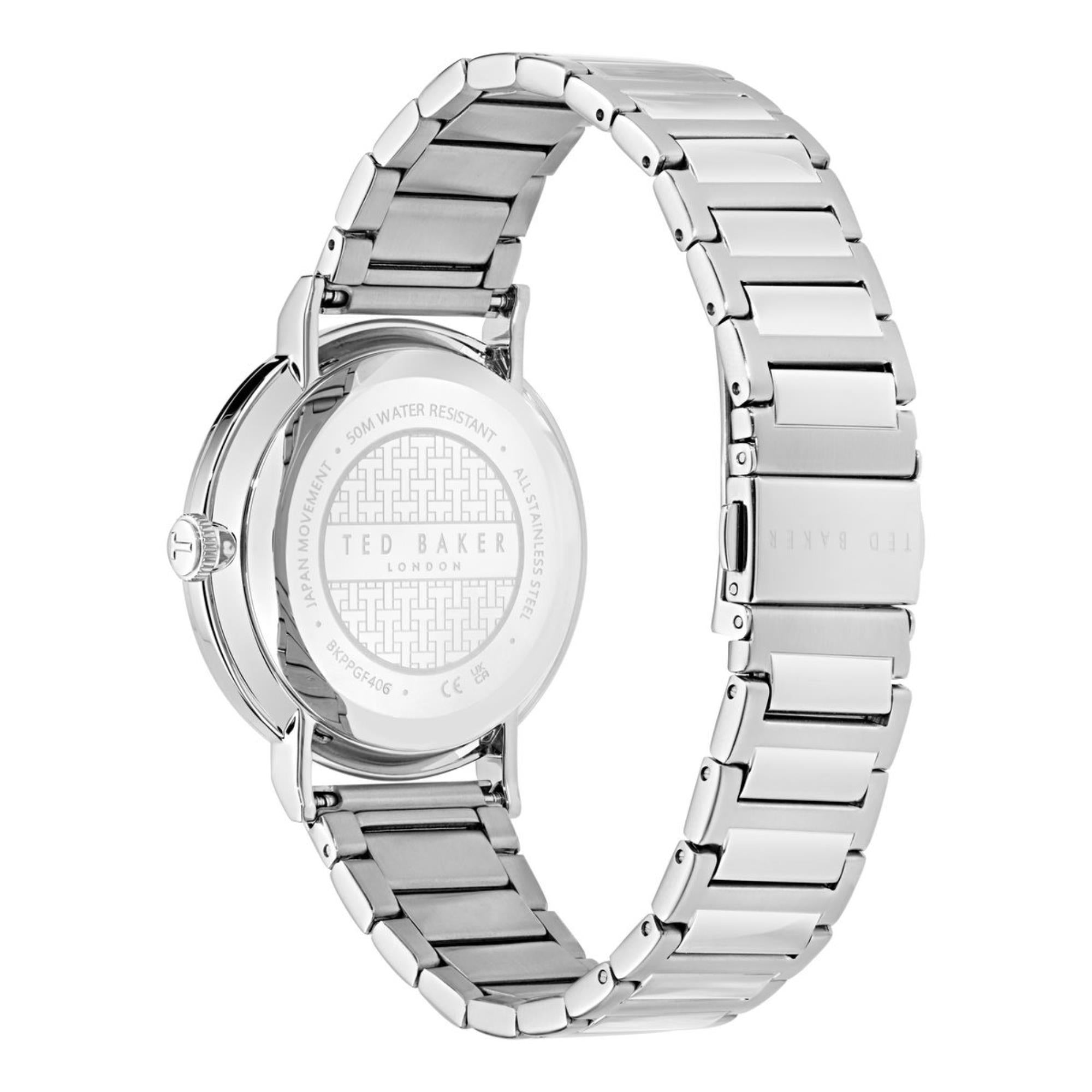 Ted Baker Phylipa Schwarzes Zifferblatt Edelstahlarmband Herren Uhr BKPPGF406