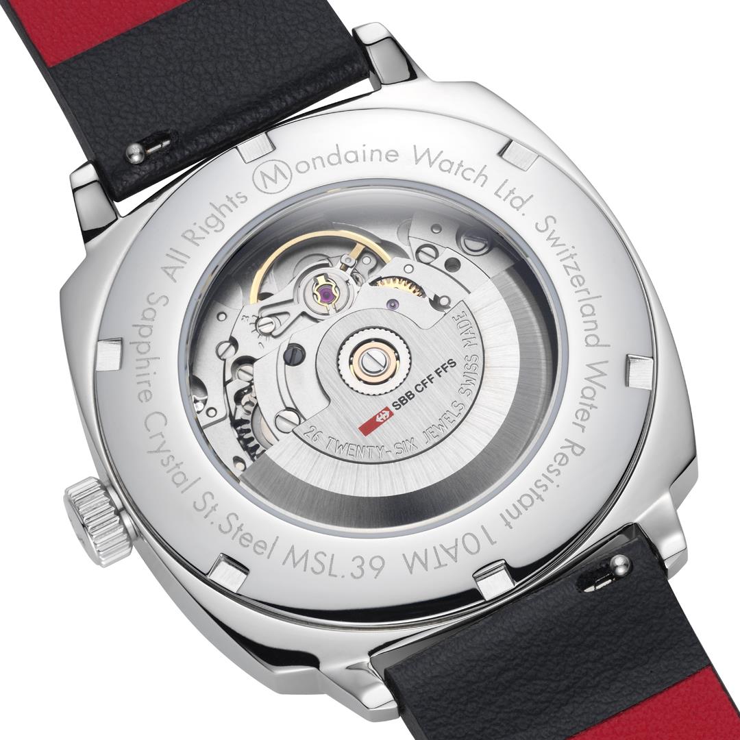 Mondaine Cushion 39mm Weißes Zifferblatt Leder Herren Automatik Uhr MSL.3961B.LBV