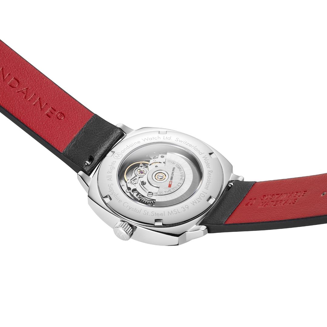Mondaine Cushion 39mm Weißes Zifferblatt Leder Herren Automatik Uhr MSL.3961B.LBV