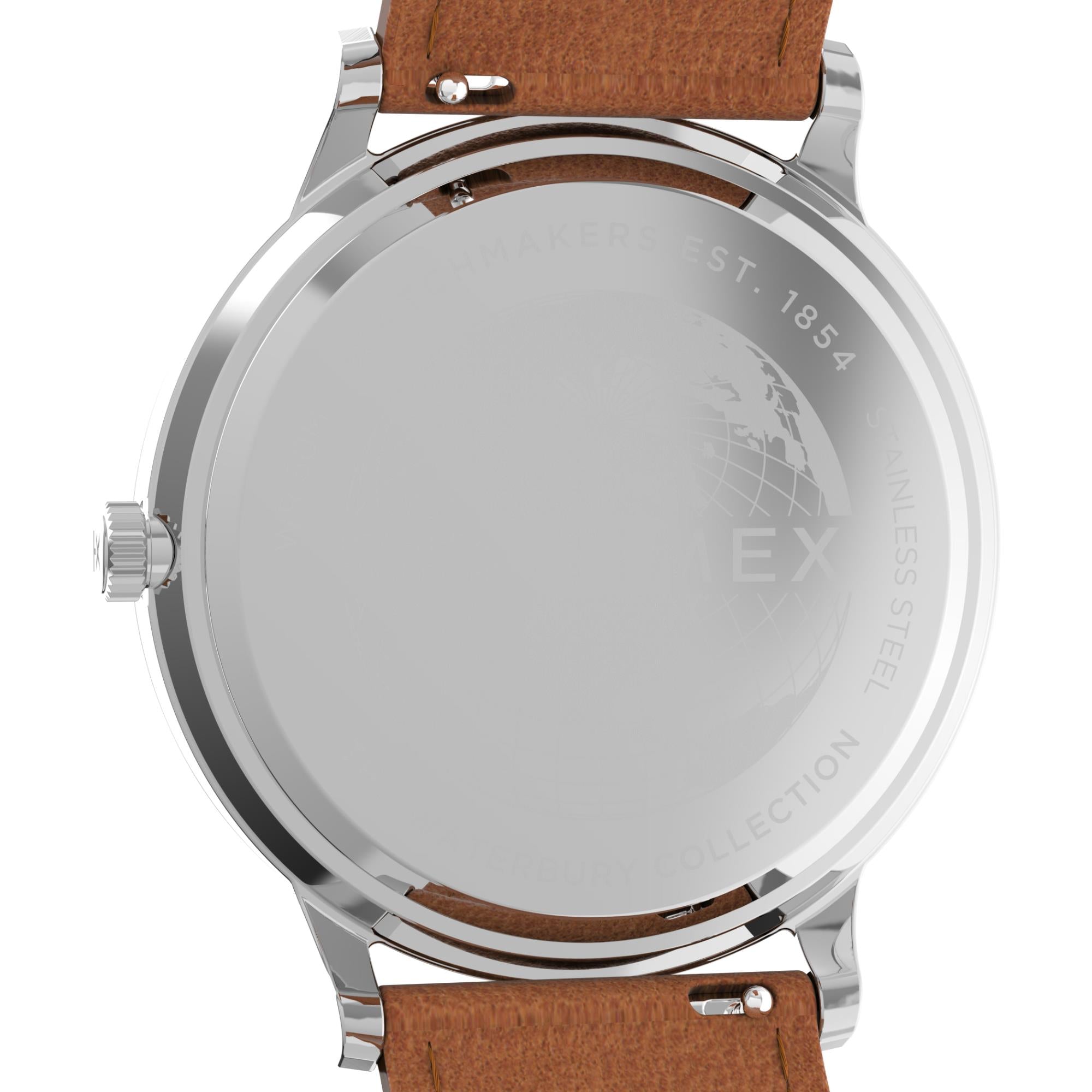 Timex Waterbury 40mm Graues Zifferblatt Leder Herren Quarz Uhr TW2V73600